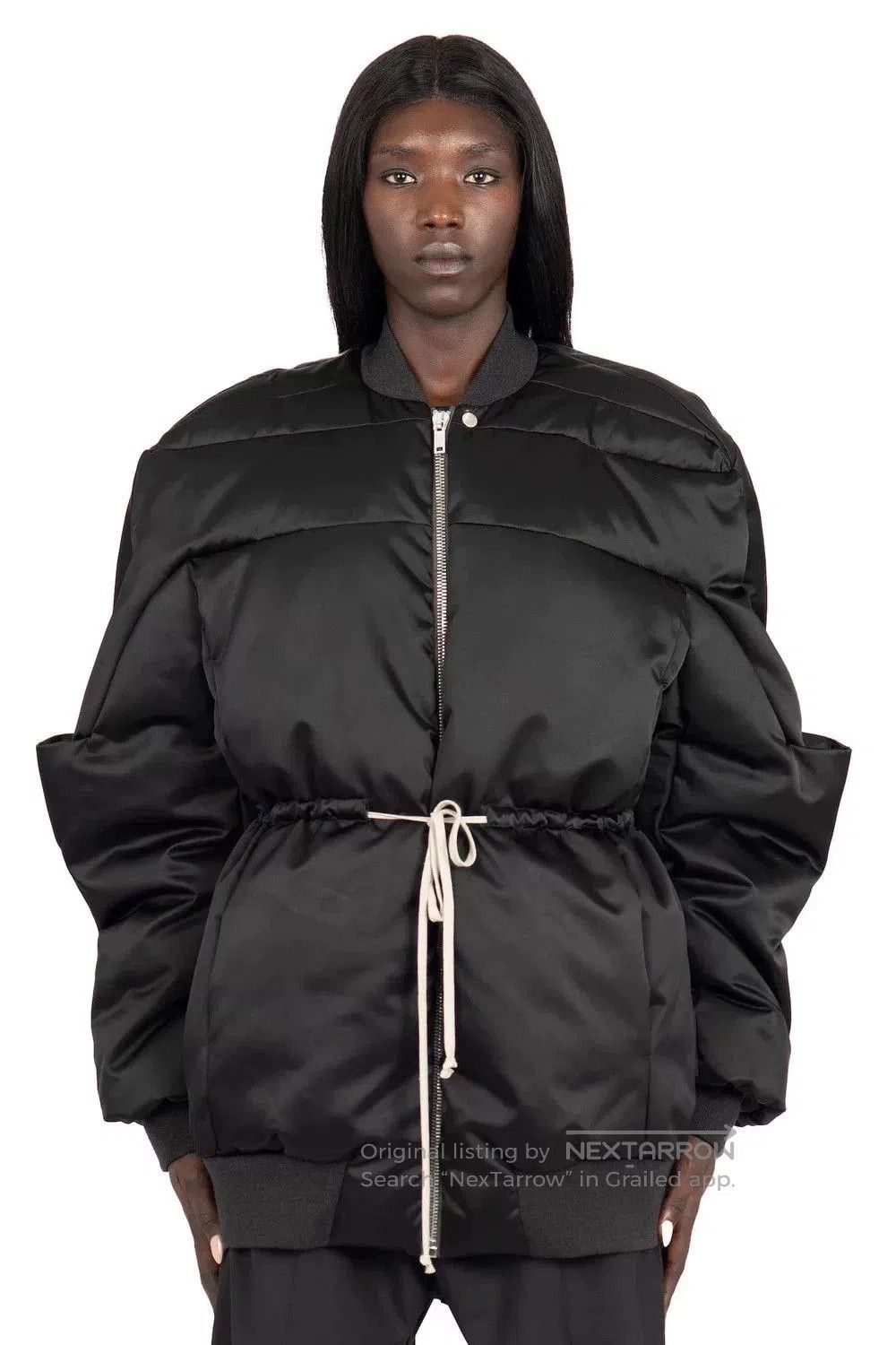 Rick Owens oversized black puffer jacket with waist tie. Size US L / EU 52-54 / 3 - 7 Thumbnail