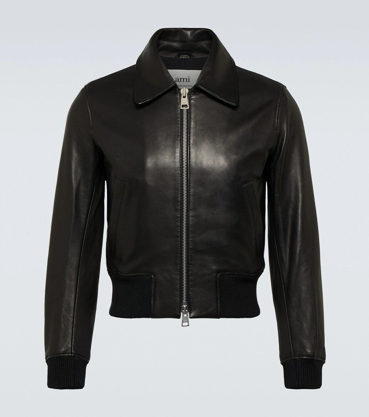 AMI AMI Paris Black Lambskin Leather Bomber Jacket – Size S NWT Size US S / EU 44-46 / 1 - 1 Thumbnail