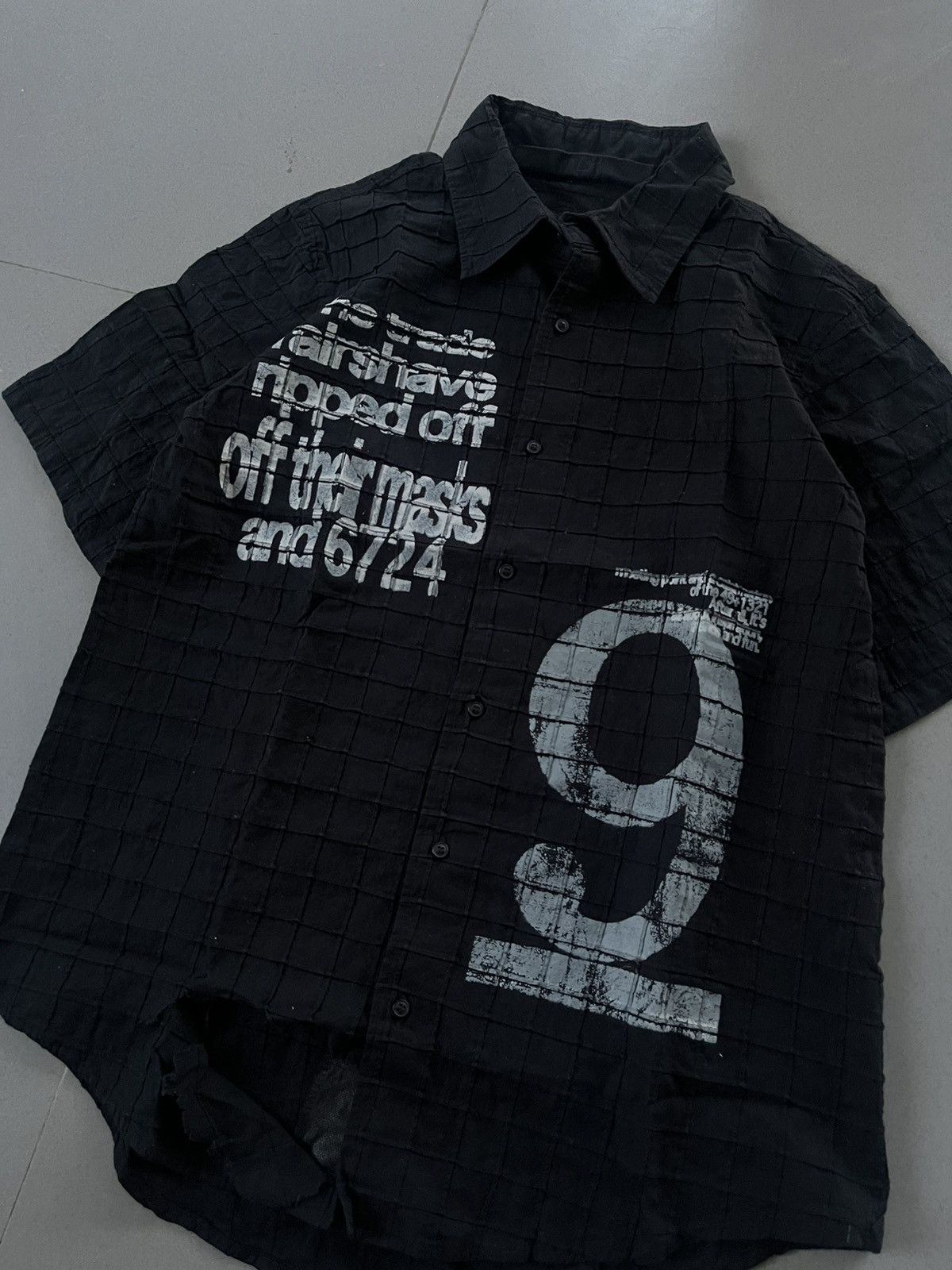If Six Was Nine × Le Grande Bleu (L.G.B.) × Yasuyuki Ishii Vintage Japanese Punk Distressed Square Patern Shirts Size US M / EU 48-50 / 2 - 3 Thumbnail