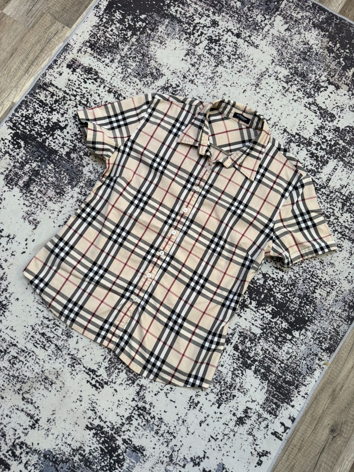 Burberry × Vintage Burberry Brit London Nova Check Print short women Shirt Size US M / EU 48-50 / 2 - 2 Thumbnail