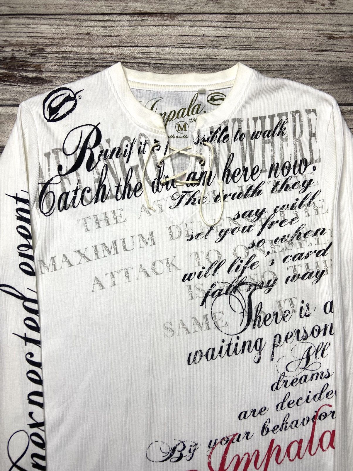 If Six Was Nine × Japanese Brand × Le Grande Bleu (L.G.B.) Rare Impala Goth Poem Style Japan Lace Up Thermal Longsleeve Size US M / EU 48-50 / 2 - 3 Thumbnail