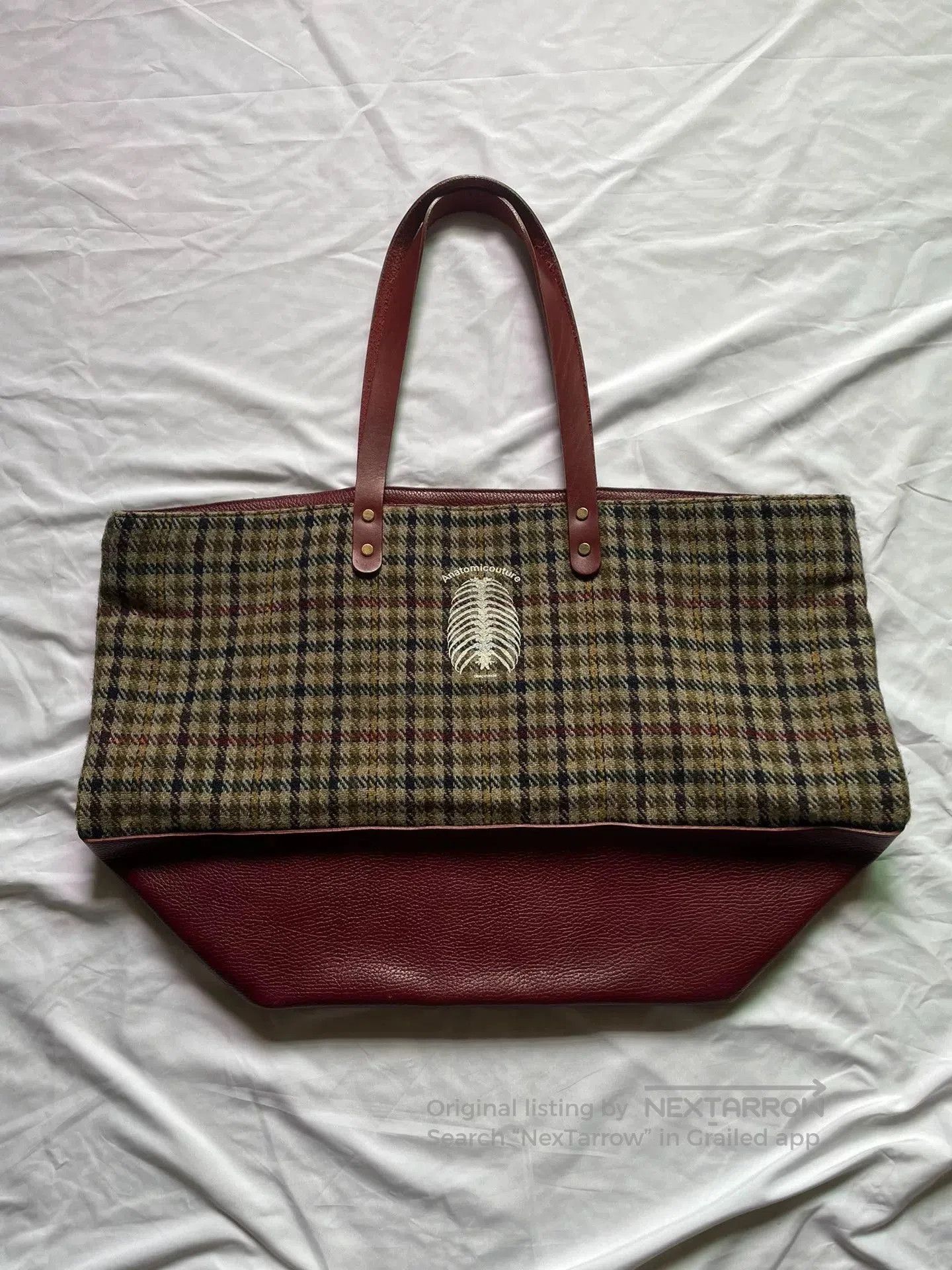 Undercover harris tweed tote bag with leather base. Size ONE SIZE - 1 Thumbnail