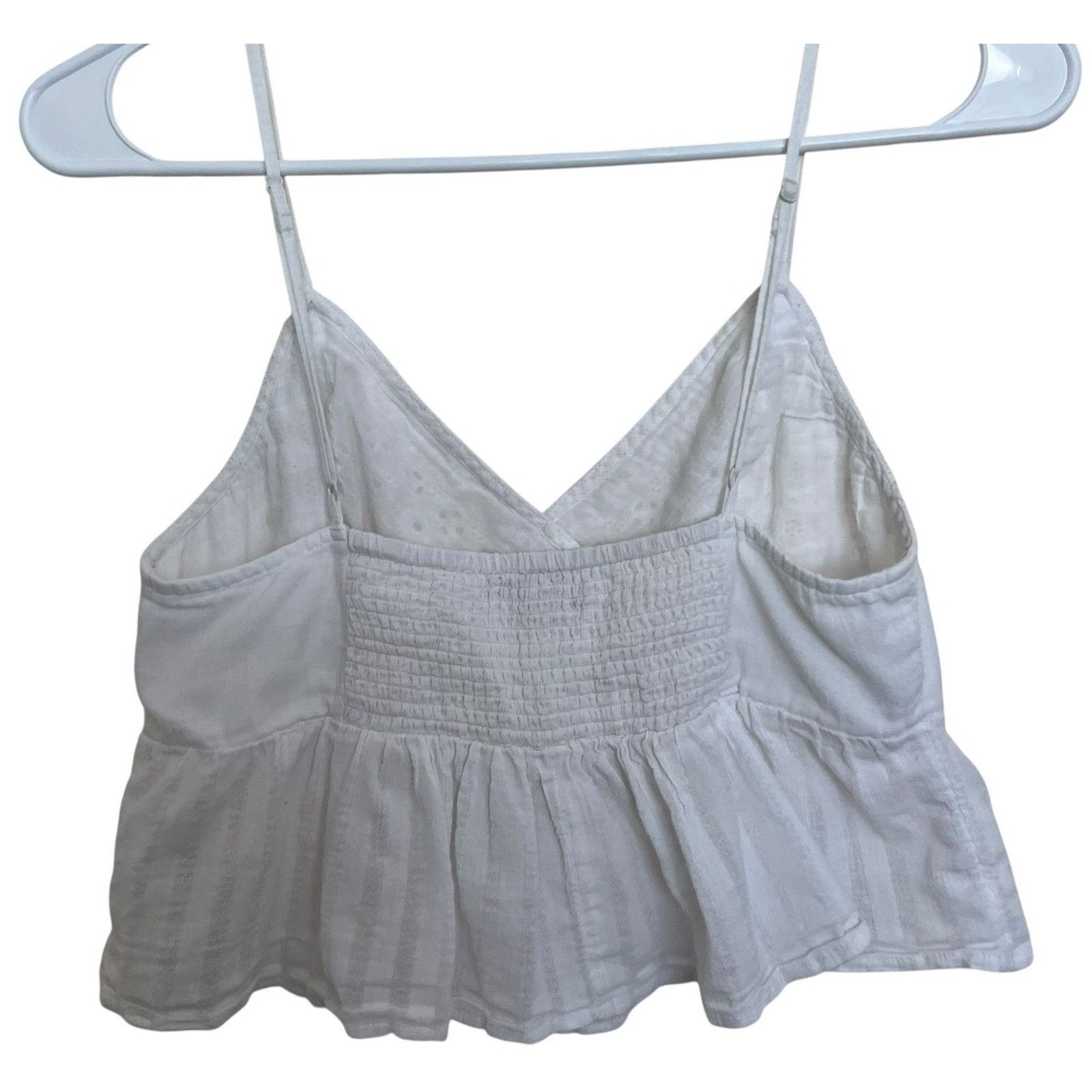 American Eagle Outfitters American Eagle | White Cropped Eyelet Peplum Babydoll Top Size S / US 4 / IT 40 - 5 Thumbnail