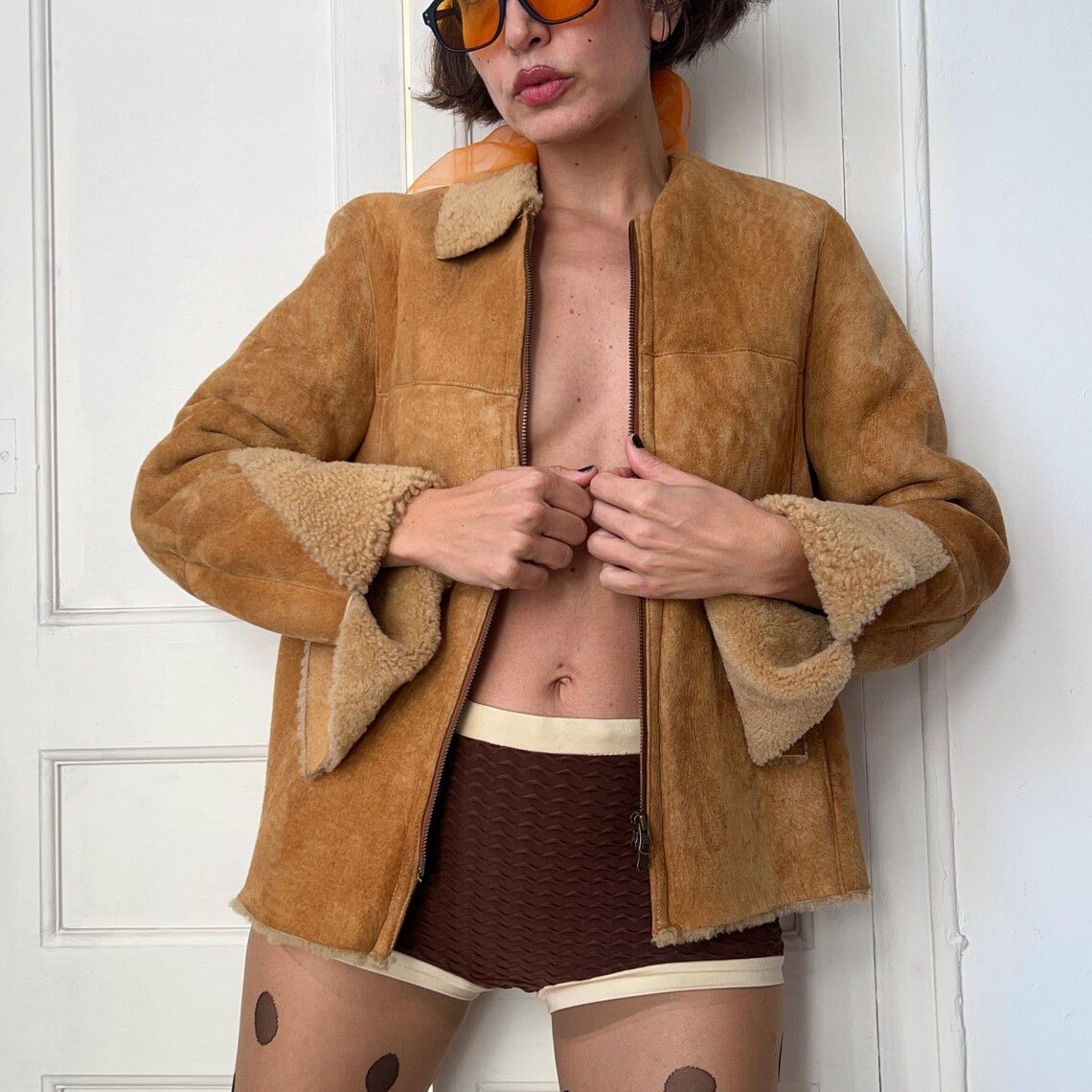 Vintage Lambskin Shearling Jacket Coat Size M / US 6-8 / IT 42-44 - 5 Thumbnail