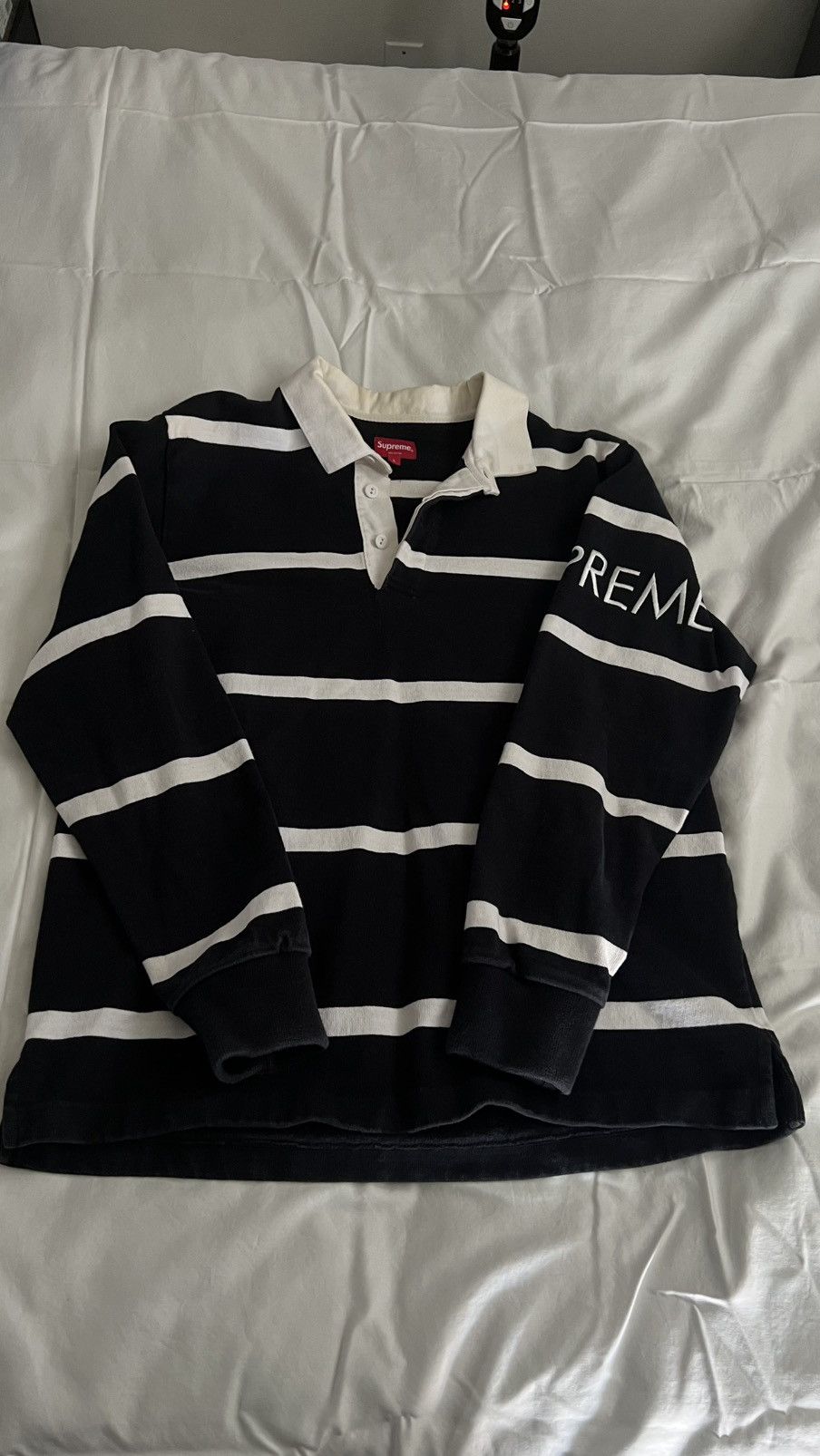 Supreme Supreme Stripe Rugby Black | Grailed