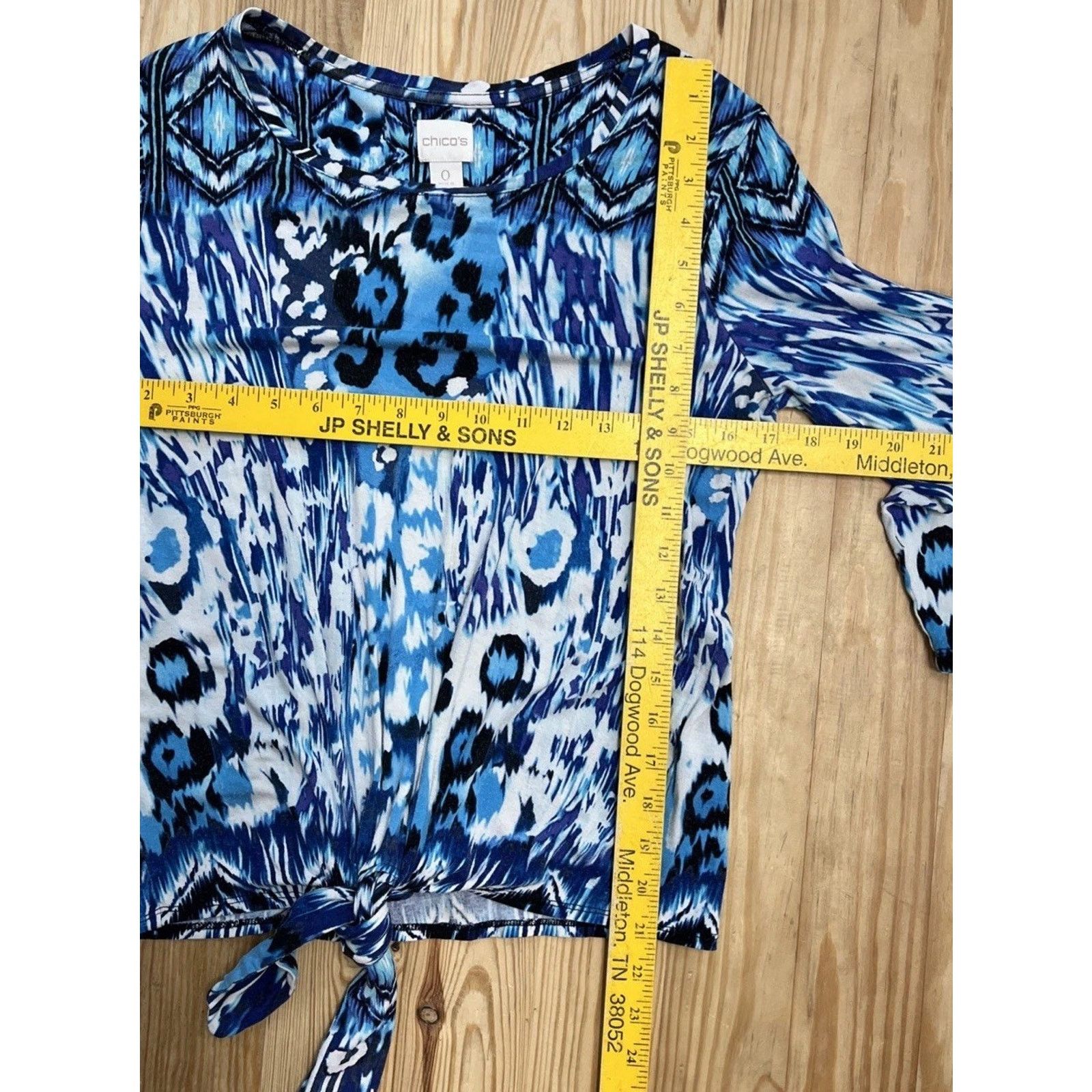 Chicos Chico's Blue White 3/4 Sleeve Knit Top Size 0 S Size S / US 4 / IT 40 - 6 Thumbnail