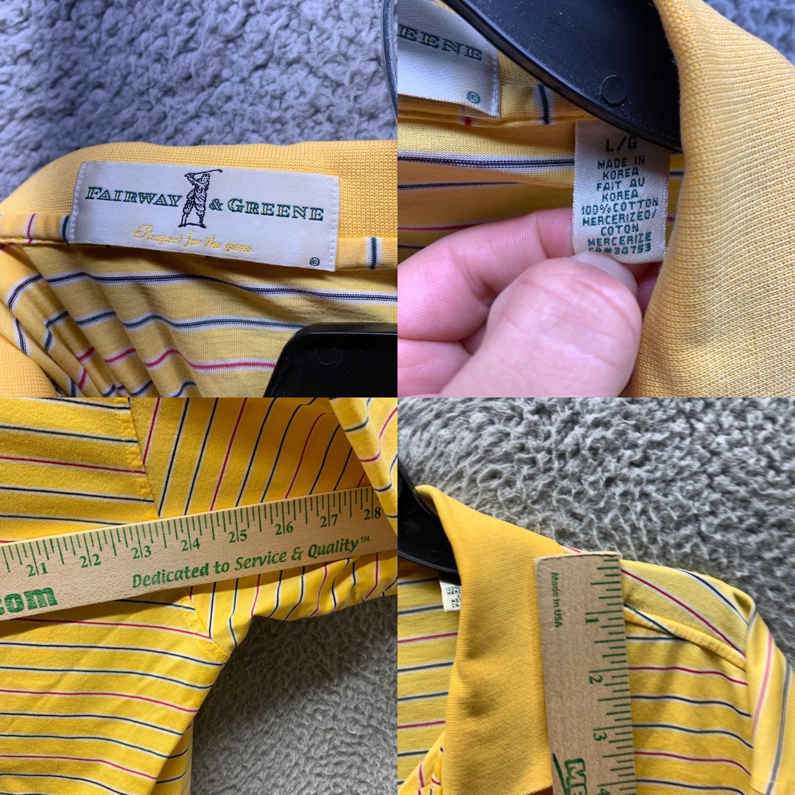 Vintage VINTAGE Fairway & Greene Polo Shirt Adult Large Yellow Striped Cotton Mens Size US L / EU 52-54 / 3 - 8 Thumbnail