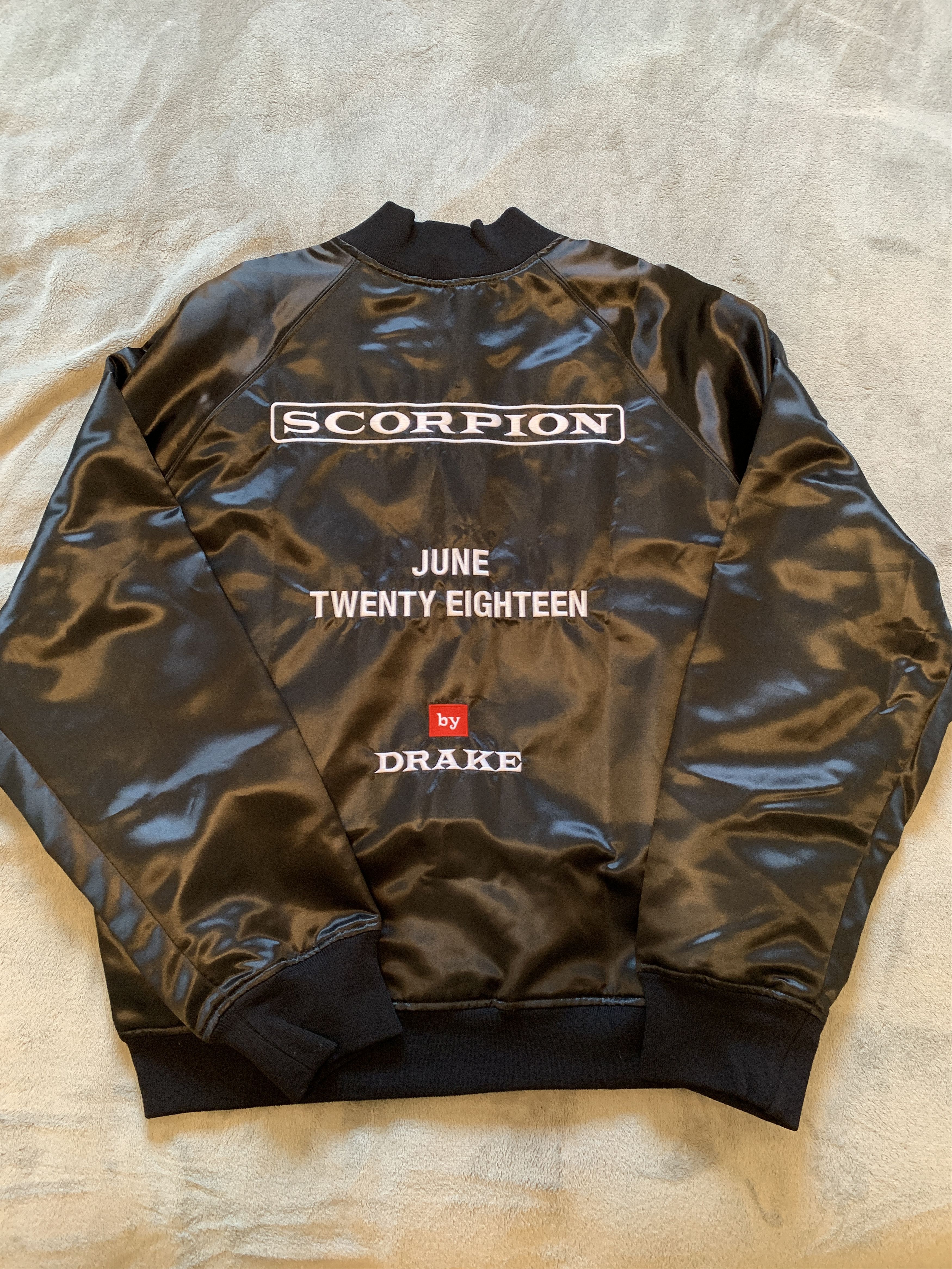 Image of Drake Embroidered Scorpion Bomber Jacket 2018 Drop in Black, Men's (Size XL)