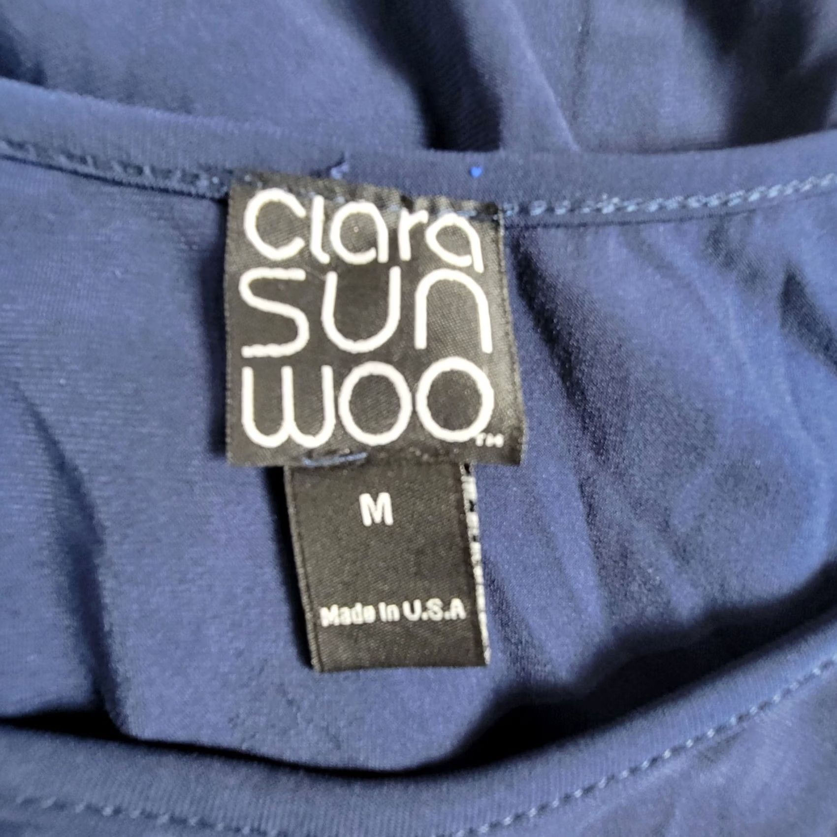 Vintage Clara Sunwoo Tunic Top/Dress Medium Navy Sleeveless Tank Stretch Knit Womens Size M / US 6-8 / IT 42-44 - 3 Thumbnail