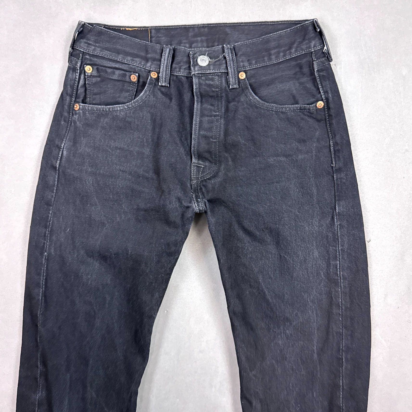 Levi's Levi's 501 Jeans Mens 29x30 Black Button Fly Denim Pants Dark Wash Straight 5-Pocket Mens Size US 29 - 4 Thumbnail