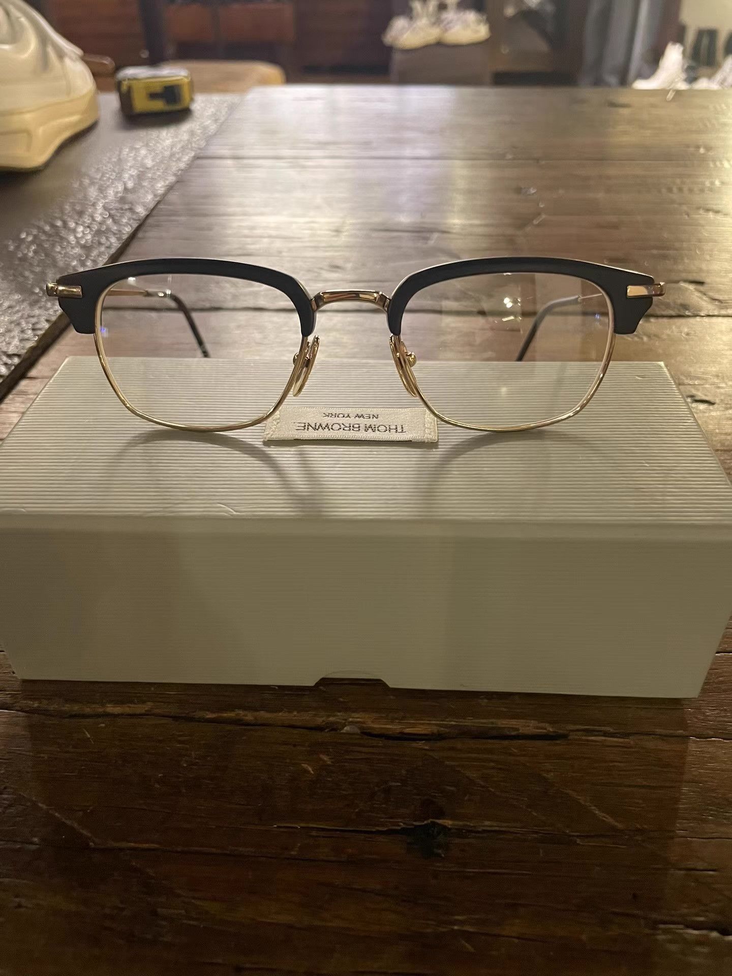 Thom Browne Thom Browne Matte black & gold plain glasses Ｑ25 Size ONE SIZE - 1 Thumbnail