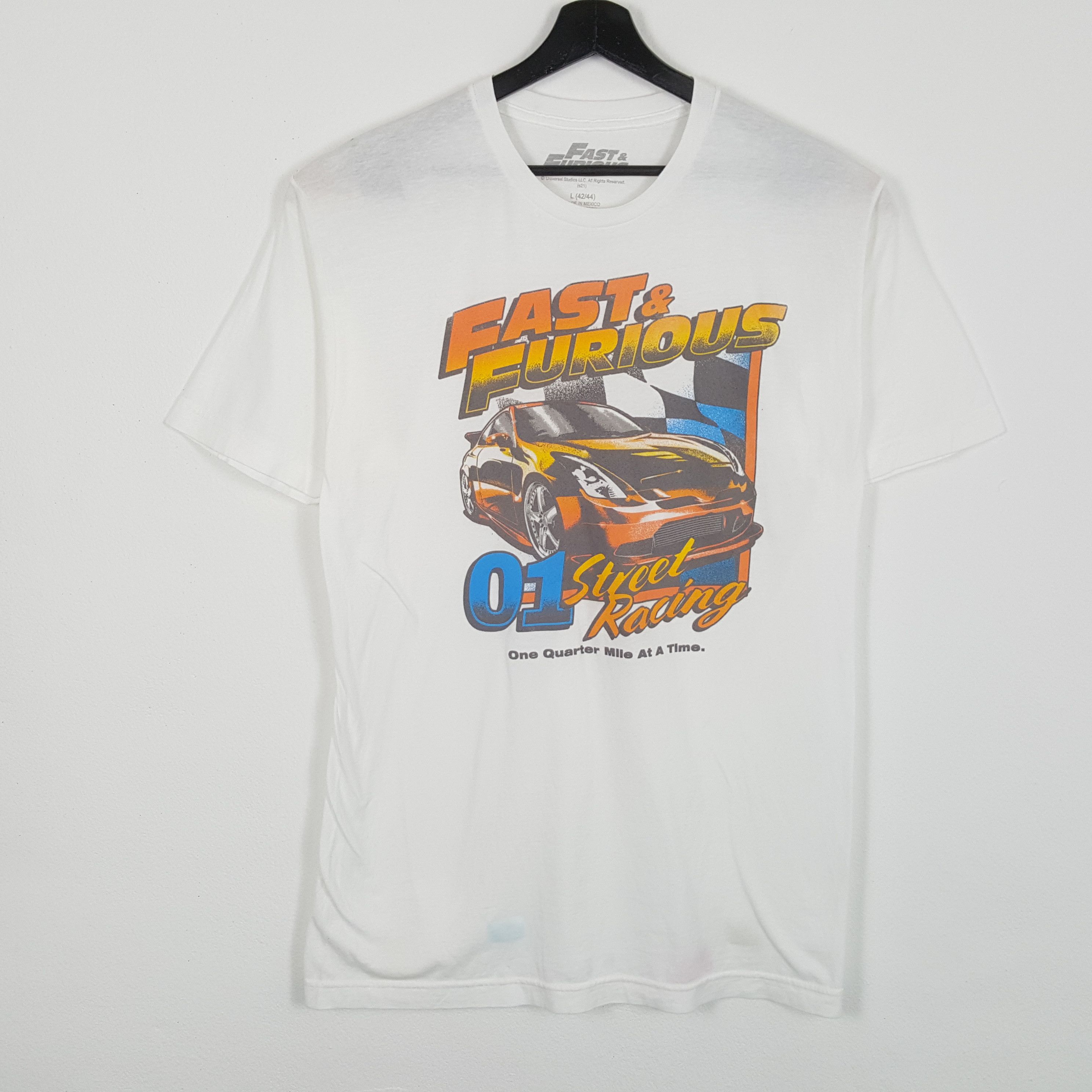 image of Movie x Vintage Fast And Furious Street Racing Streetwear Tshirt in White, Men's (Size Large)