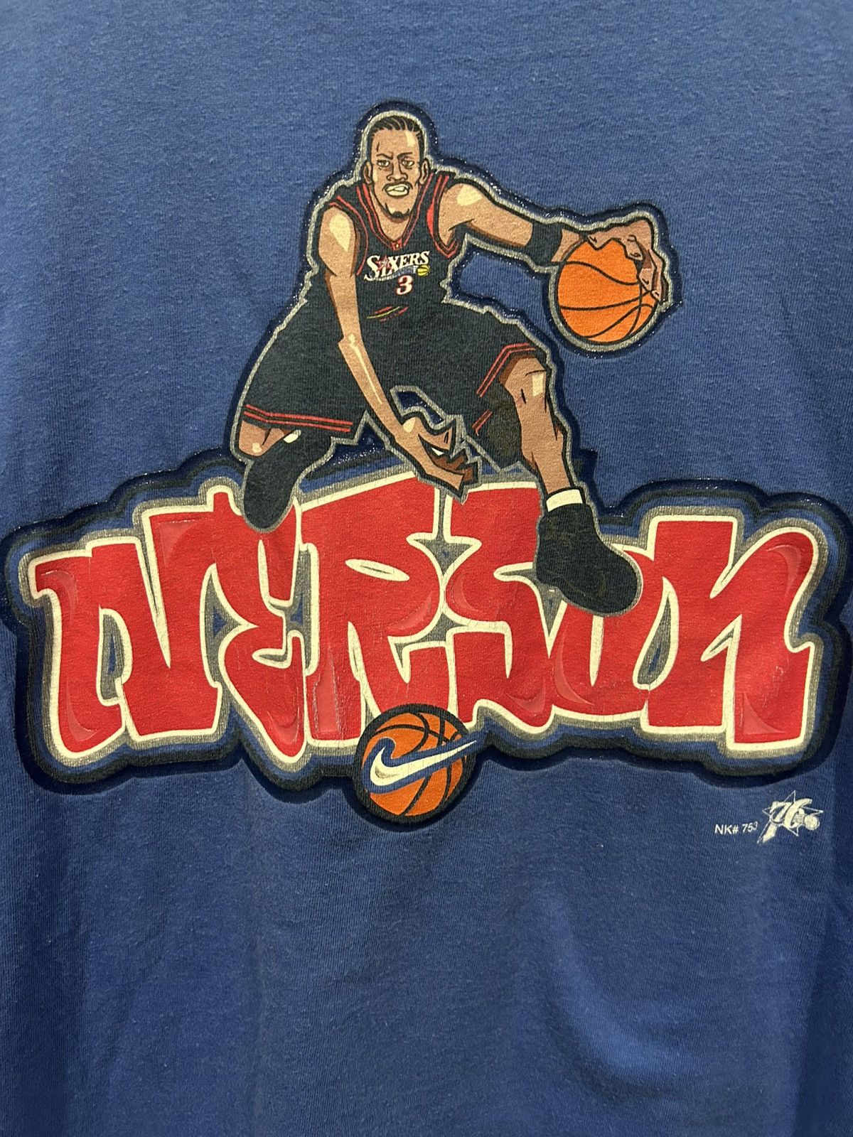 NBA × Nike × Vintage Allen Iverson 3 Rare Nike T-Shirt Size US XL / EU 56 / 4 - 4 Thumbnail