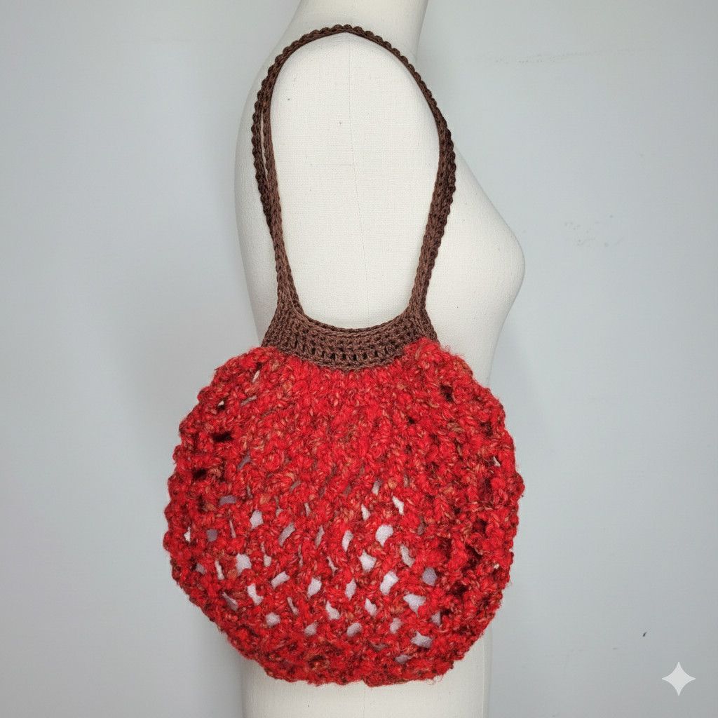 Handmade Handmade Mini Farmers Market Bag Crochet French Net Beach Size ONE SIZE - 2 Thumbnail