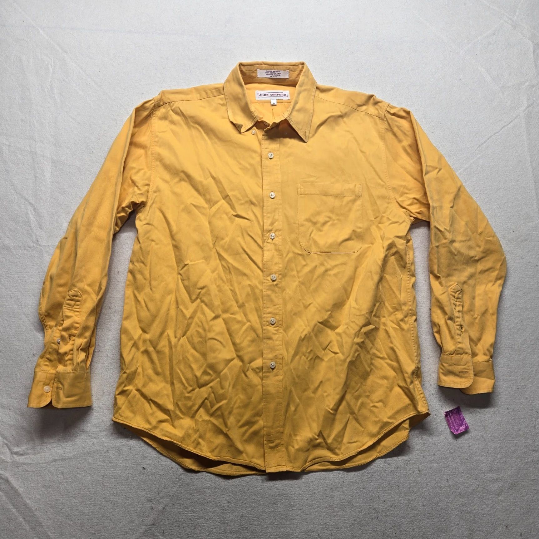 Vintage John Ashford Shirt Adult L Yellow Long Sleeve Button-Down Regular Mens Size US L / EU 52-54 / 3 - 2 Thumbnail