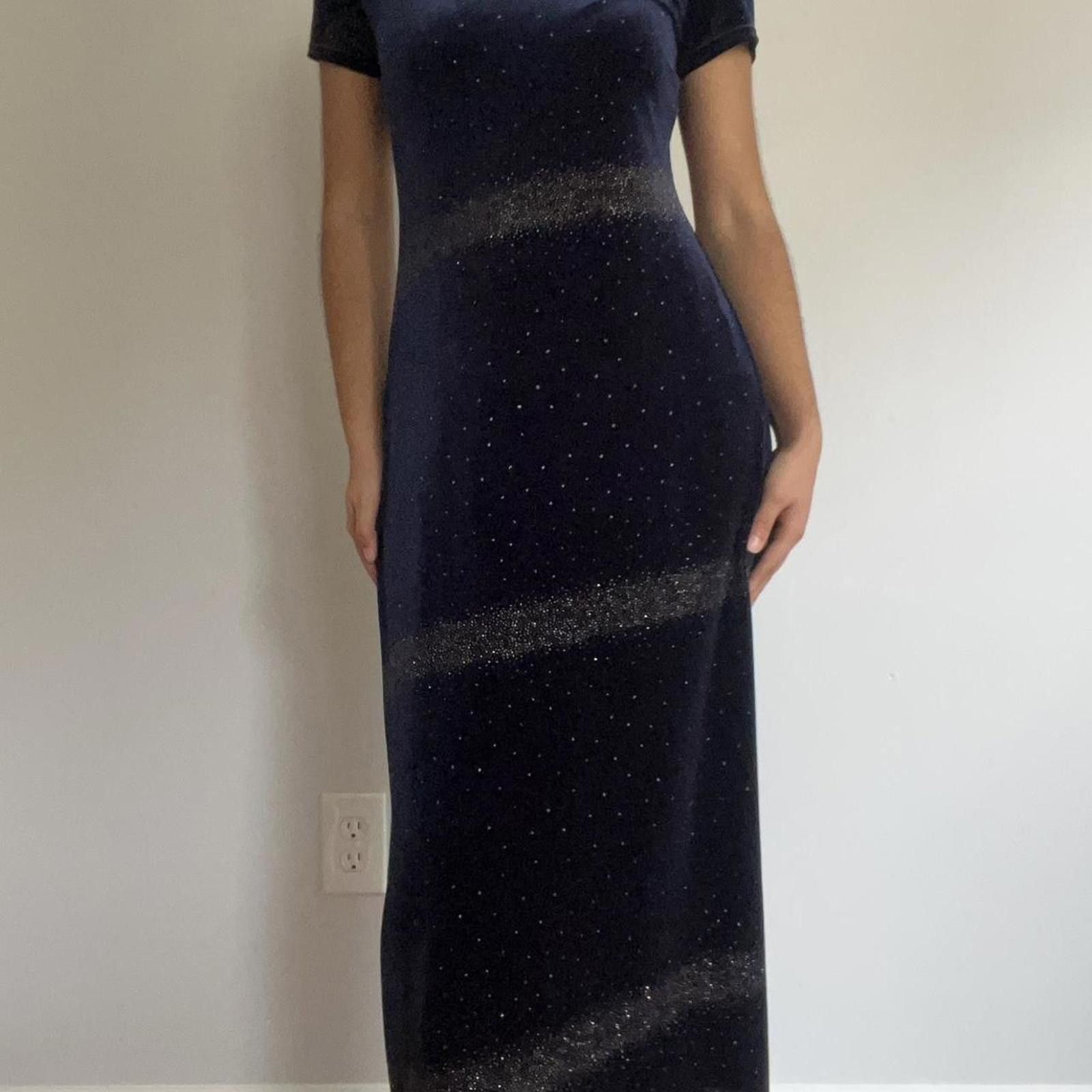Other Navy blue velvet midi dress with sparkly stripes #glamour Size S / US 4 / IT 40 - 6 Thumbnail