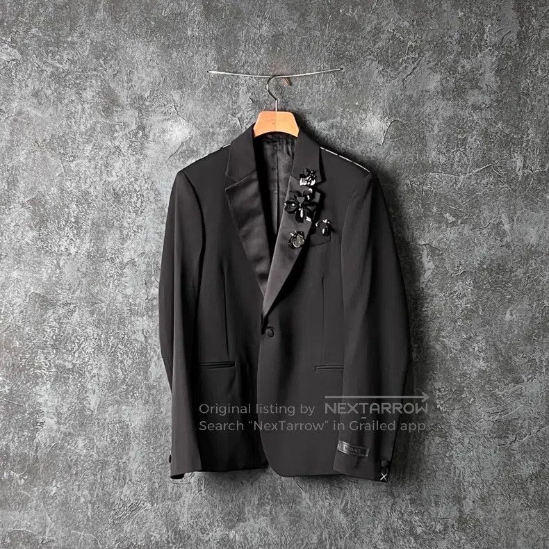 Versace Versace Black wool beaded design suit Size 48S - 1 Thumbnail
