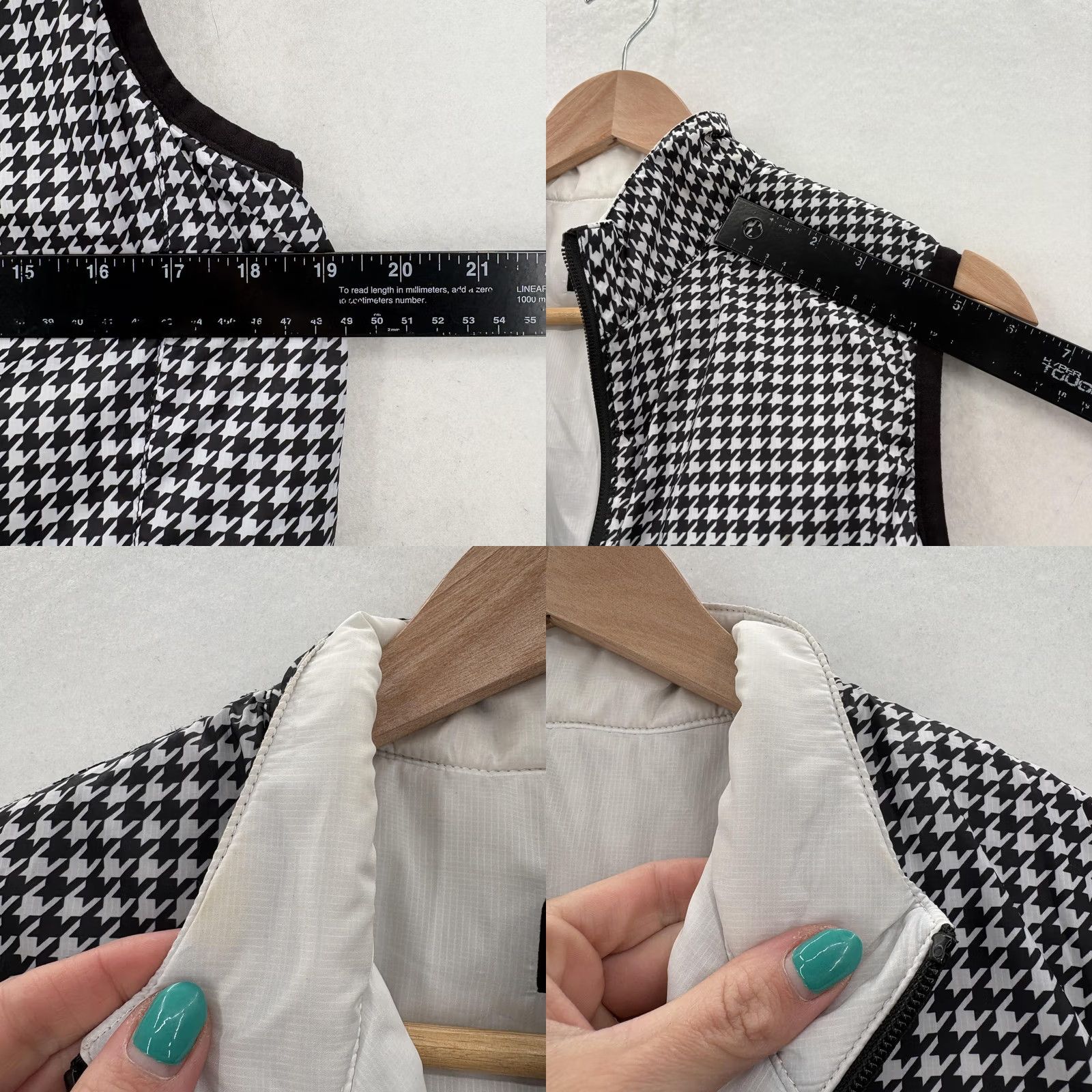 Footjoy FootJoy Vest Womens M Black White Houndstooth Reversible Zip Pockets Logo Embroidered Lined Bodywarmer Sleeveless Short Jacket/Coat Vintage No N/A Size M / US 6-8 / IT 42-44 - 8 Thumbnail