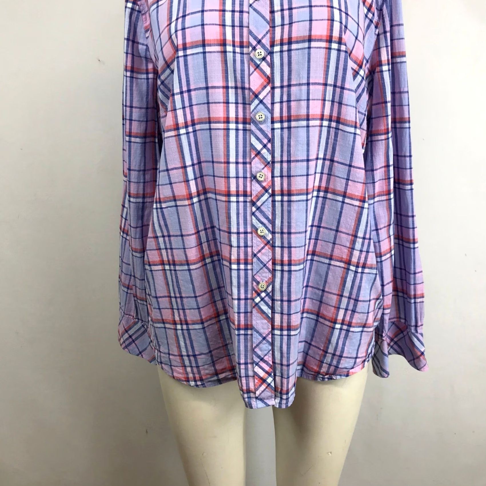 Talbots VINTAGE Talbots Womens XL Purple Pink Plaid Cotton Button-Down Long Sleeve Shirt Size XL / US 12-14 / IT 48-50 - 3 Thumbnail