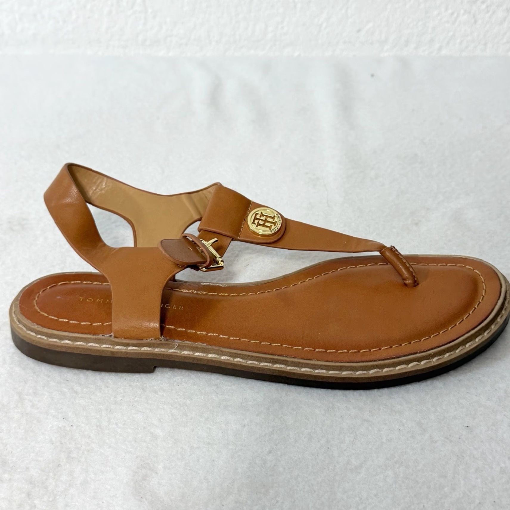 Tommy Hilfiger Tommy Hilfiger Sandals Brown TH Logo Leather Straps Women Size 7.5M Shoes Slip-On Size US 8 / IT 38 - 5 Thumbnail