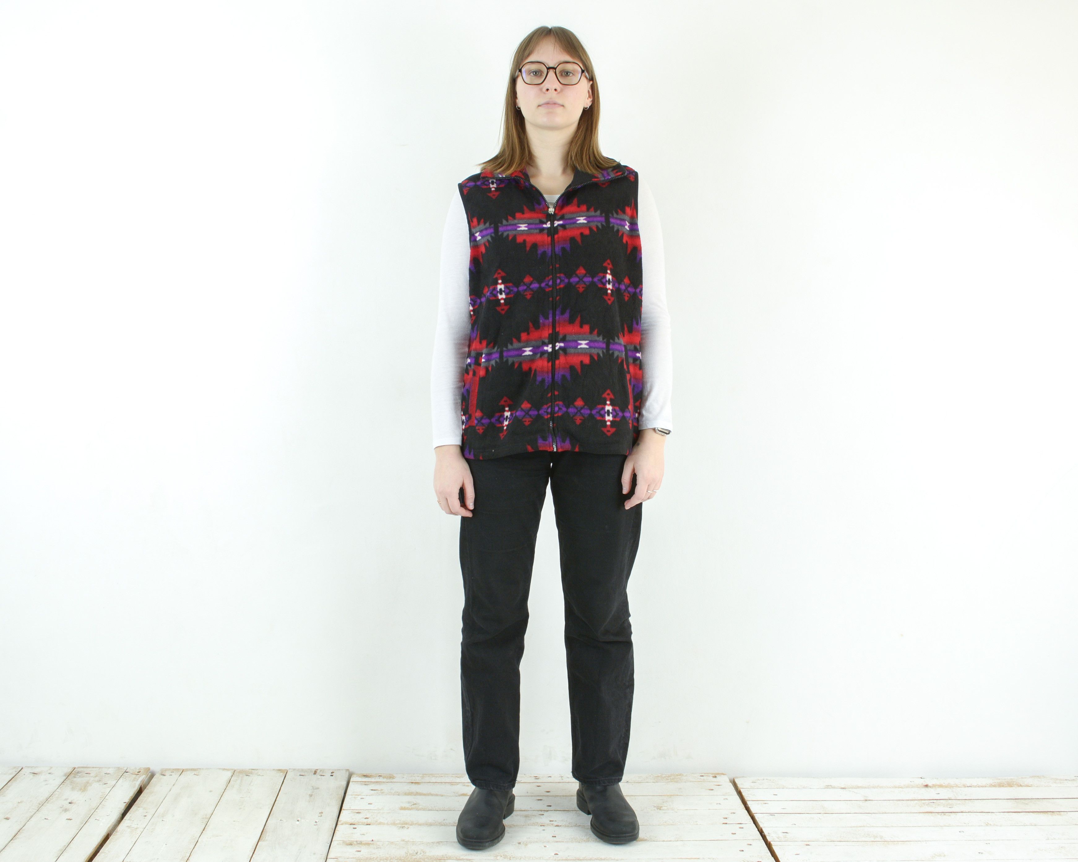Chaps × Chaps Ralph Lauren × Vintage Vest Tank Gilet Waistcoat Multi Colour Aztec Authentic South Size XL / US 12-14 / IT 48-50 - 2 Thumbnail
