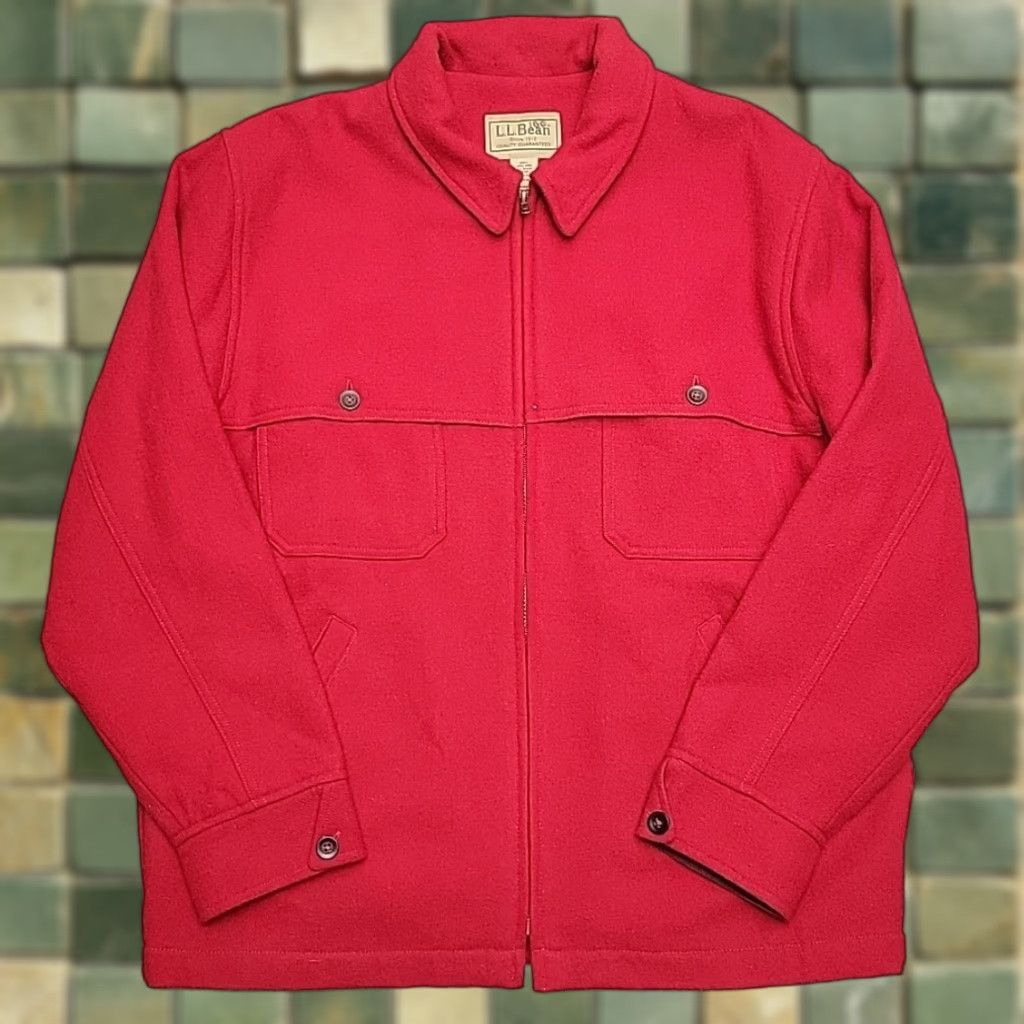 Vintage LL Bean Jacket Men L Red Wool Blend Hunting Game Pocket Cruiser Mackinaw Logger Size US L / EU 52-54 / 3 - 1 Thumbnail