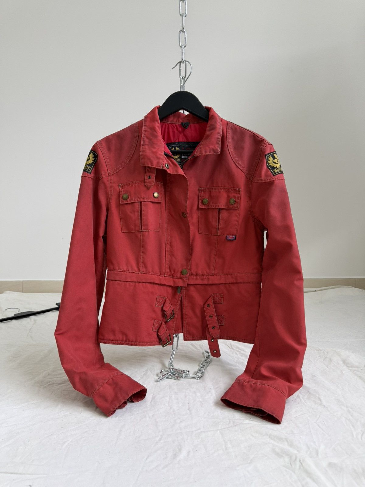 Belstaff Belstaff Wax Womens Red Gangster Biker Motorcycle Jacket Size S / US 4 / IT 40 - 1 Thumbnail