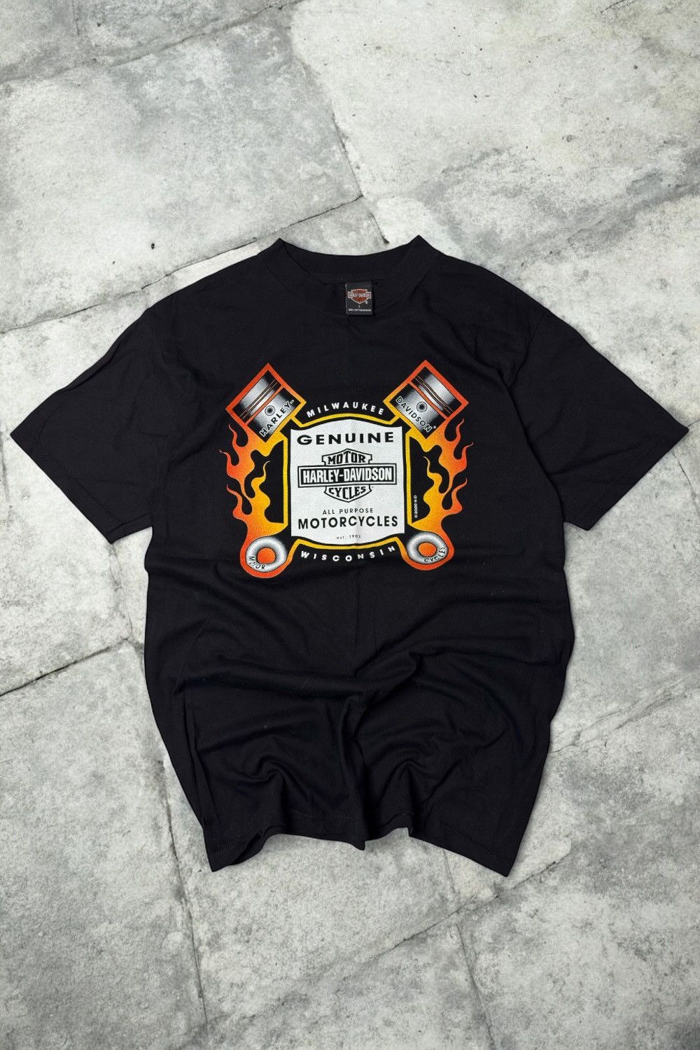 Vintage Rare 2000 Harley Davidson Motorcycles tee flames y2k
