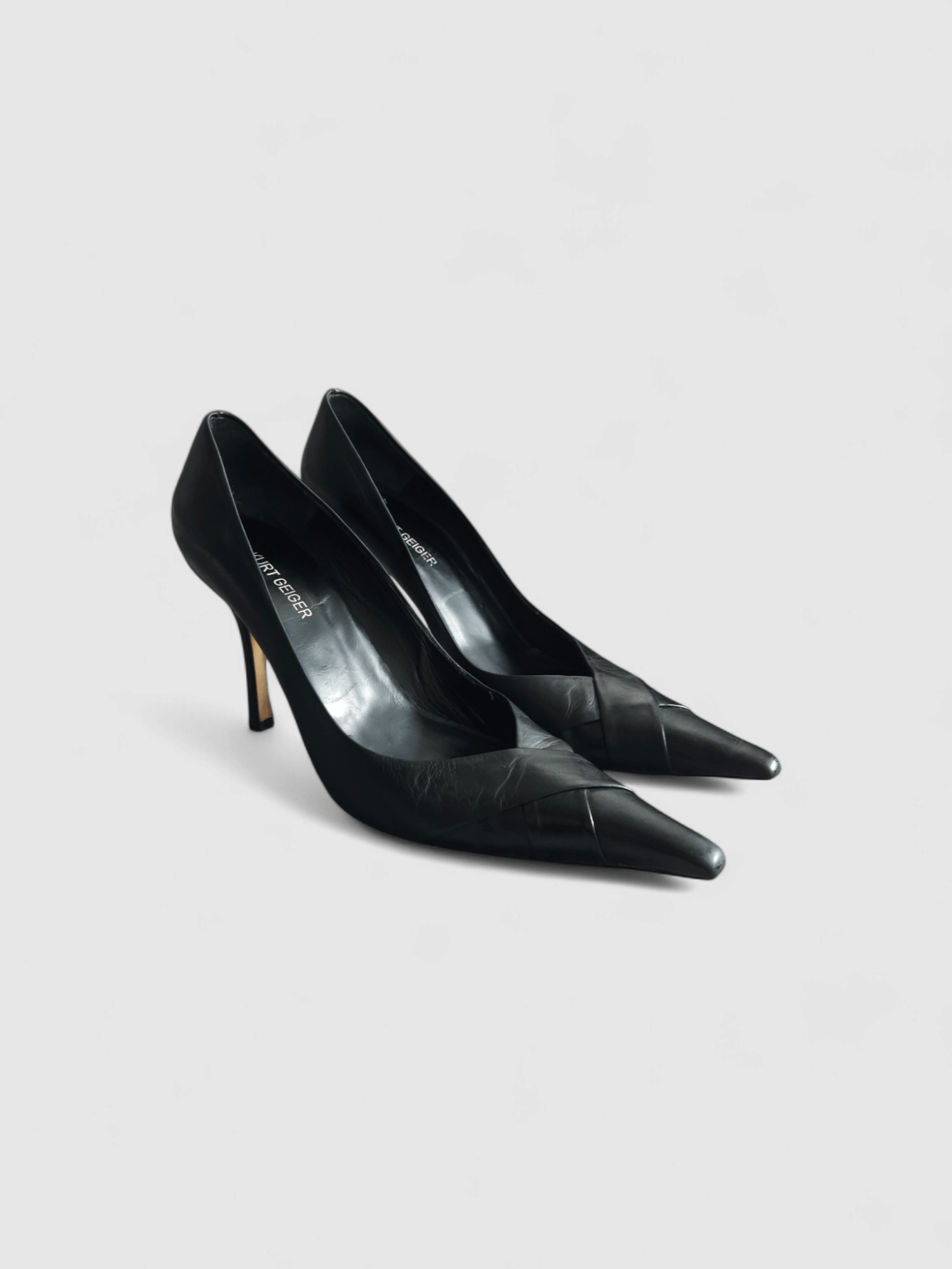 Leather Vintage Leather Black kitten Heels Kurt Geiger Size US 10 / IT 40 - 1 Thumbnail