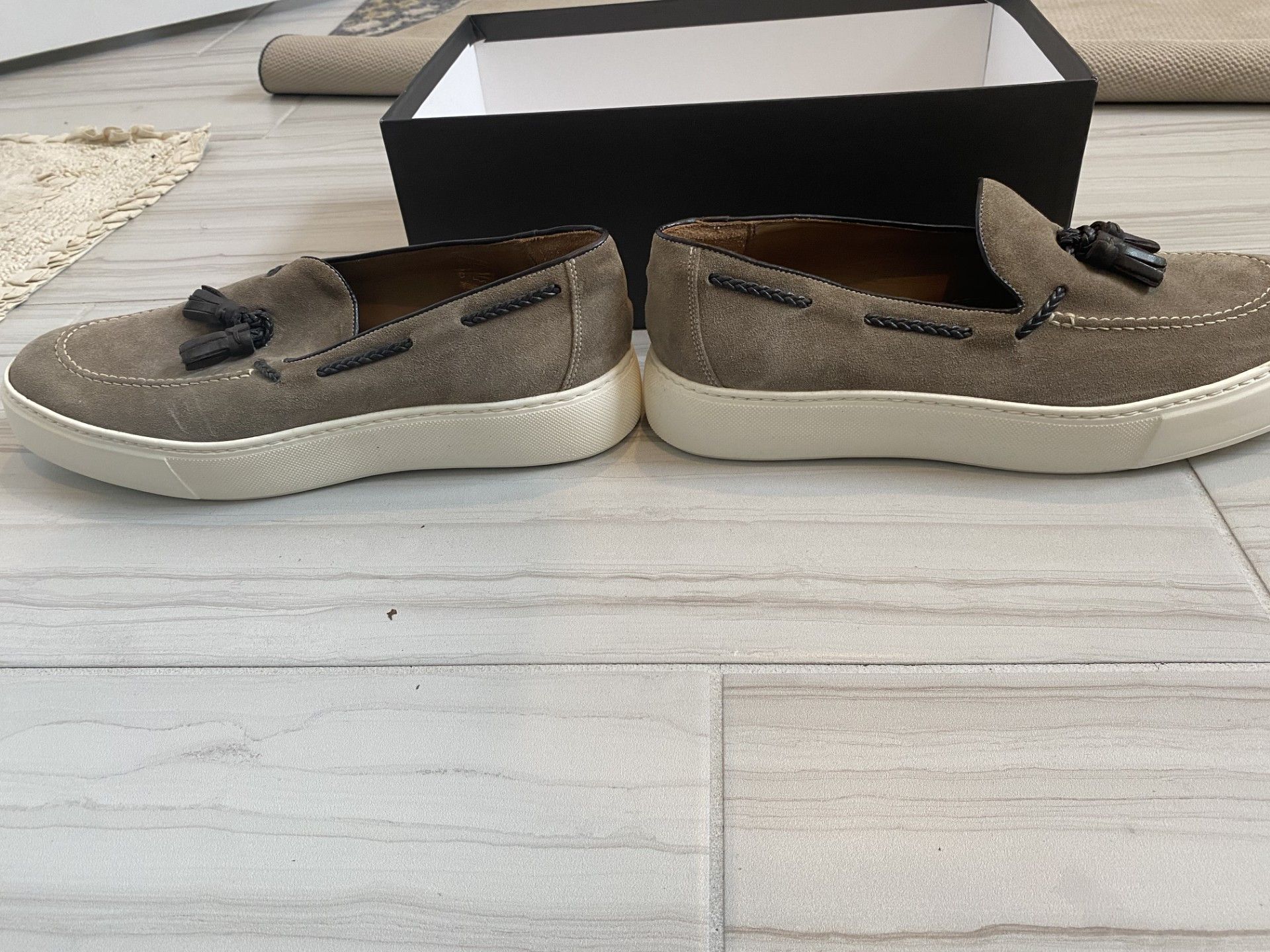 Barneys New York Camoscio Sabbia Suede Loafer with Box