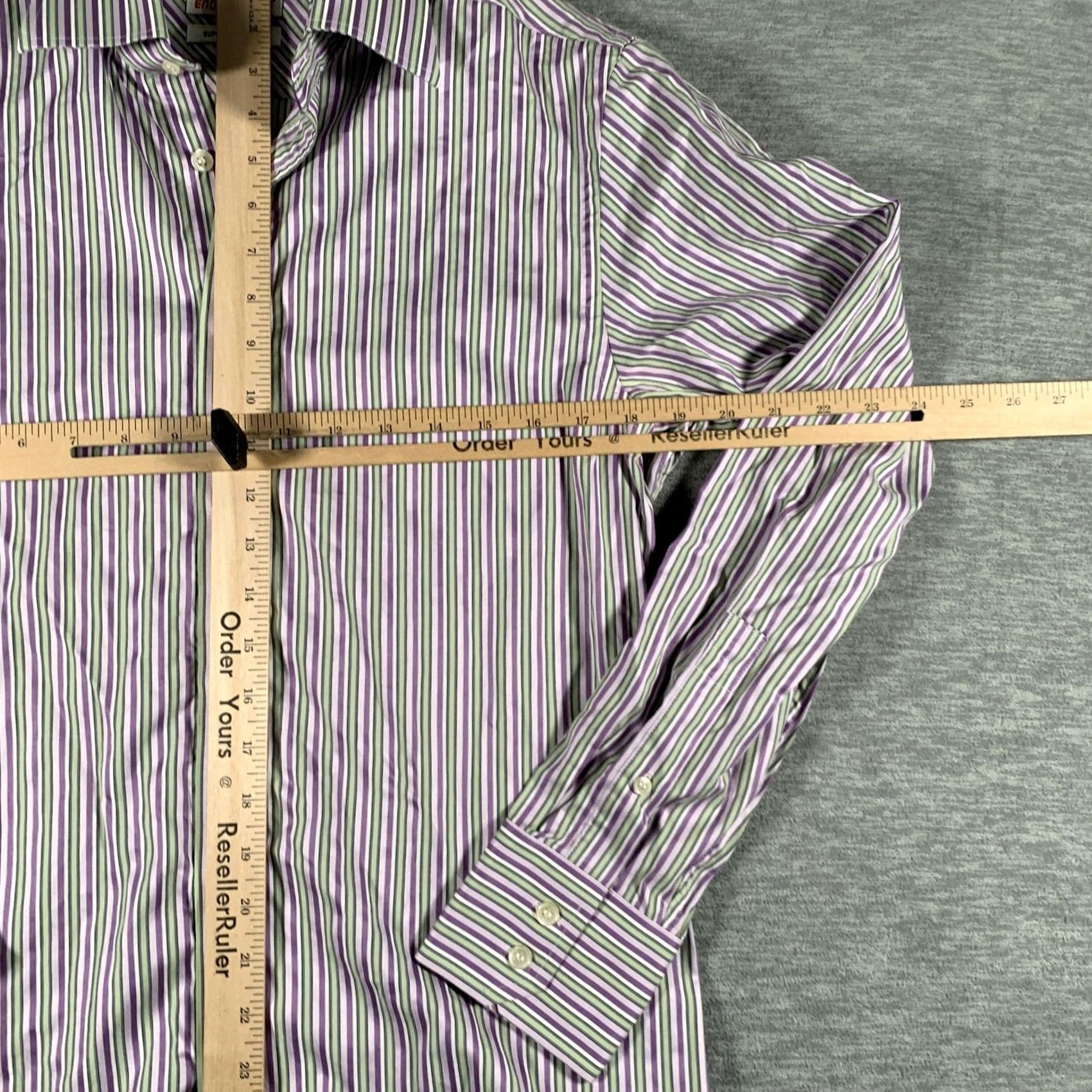Ted Baker Ted Baker Endurance Dress Shirt Mens 15.5 Purple Striped Long Sleeve Cotton Size 42R - 6 Thumbnail