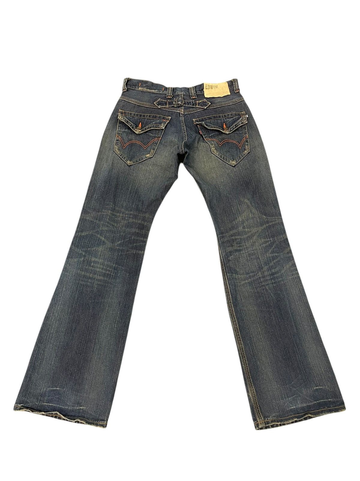 Edwin Flare Loose Jeans Edwin XVs Faded Distress Boot Cut 9🟦 Size US 33 - 10 Thumbnail