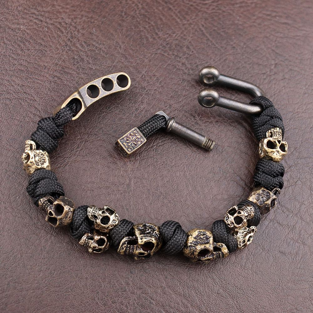 Other Adjustable Unique Skull Bracelets Handmade Woven Bracelet Size ONE SIZE - 3 Thumbnail