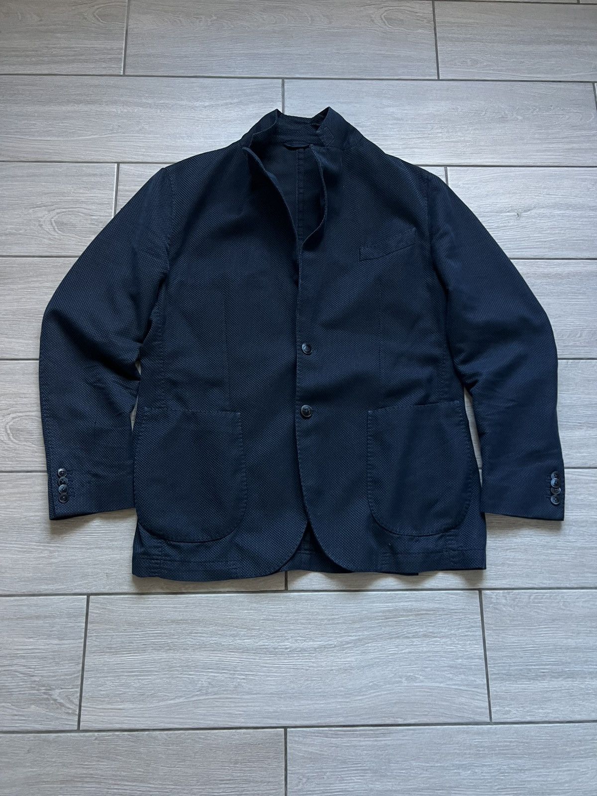 L.B.M. 1911 L.B.M. 1911 Texture Blue Blazer 54r Large Size 54R - 3 Thumbnail