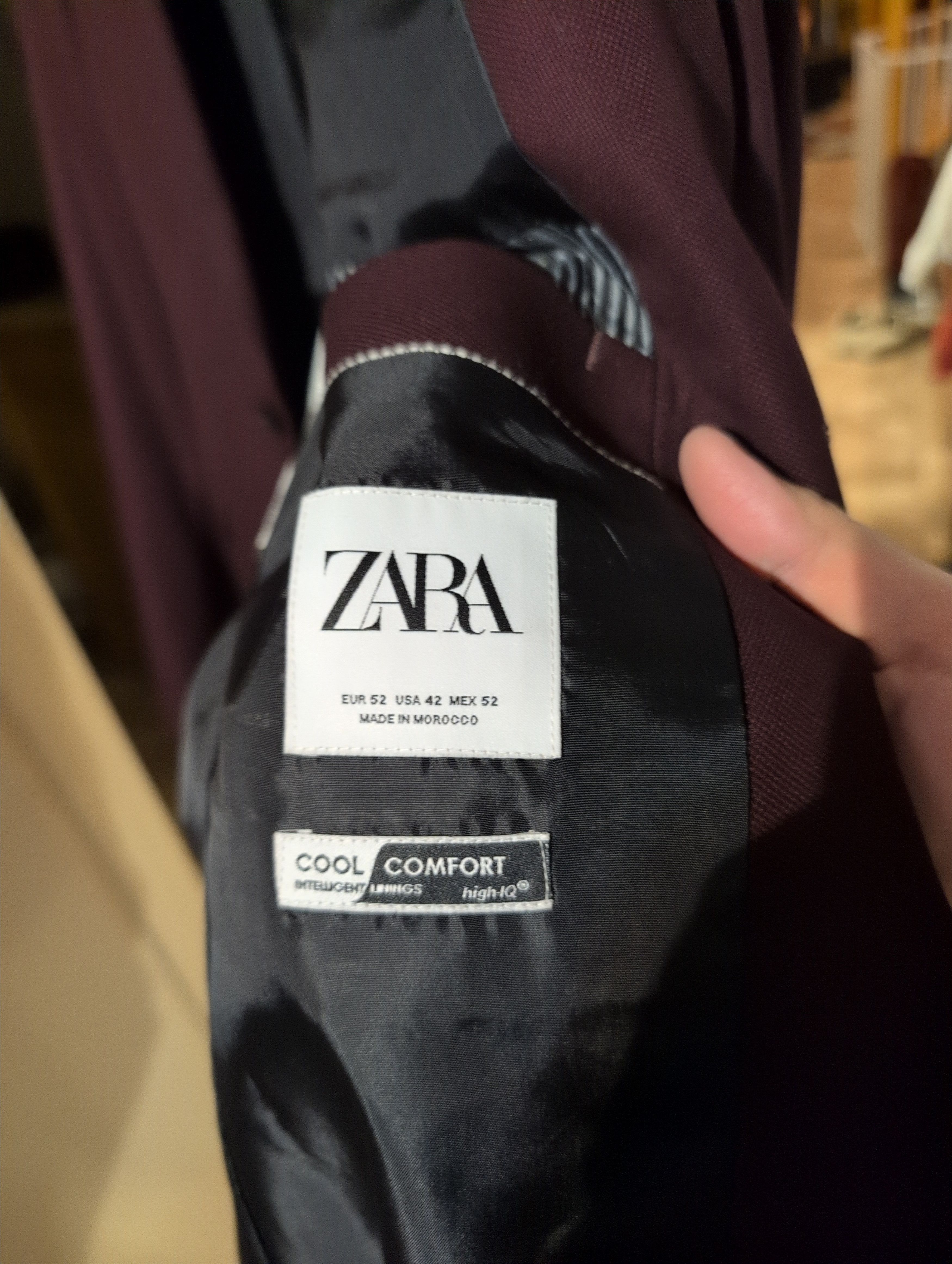 Zara Zara Men's Burgundy Blazer w/ high-IQ Cool Comfort Lining Size 42R - 4 Thumbnail