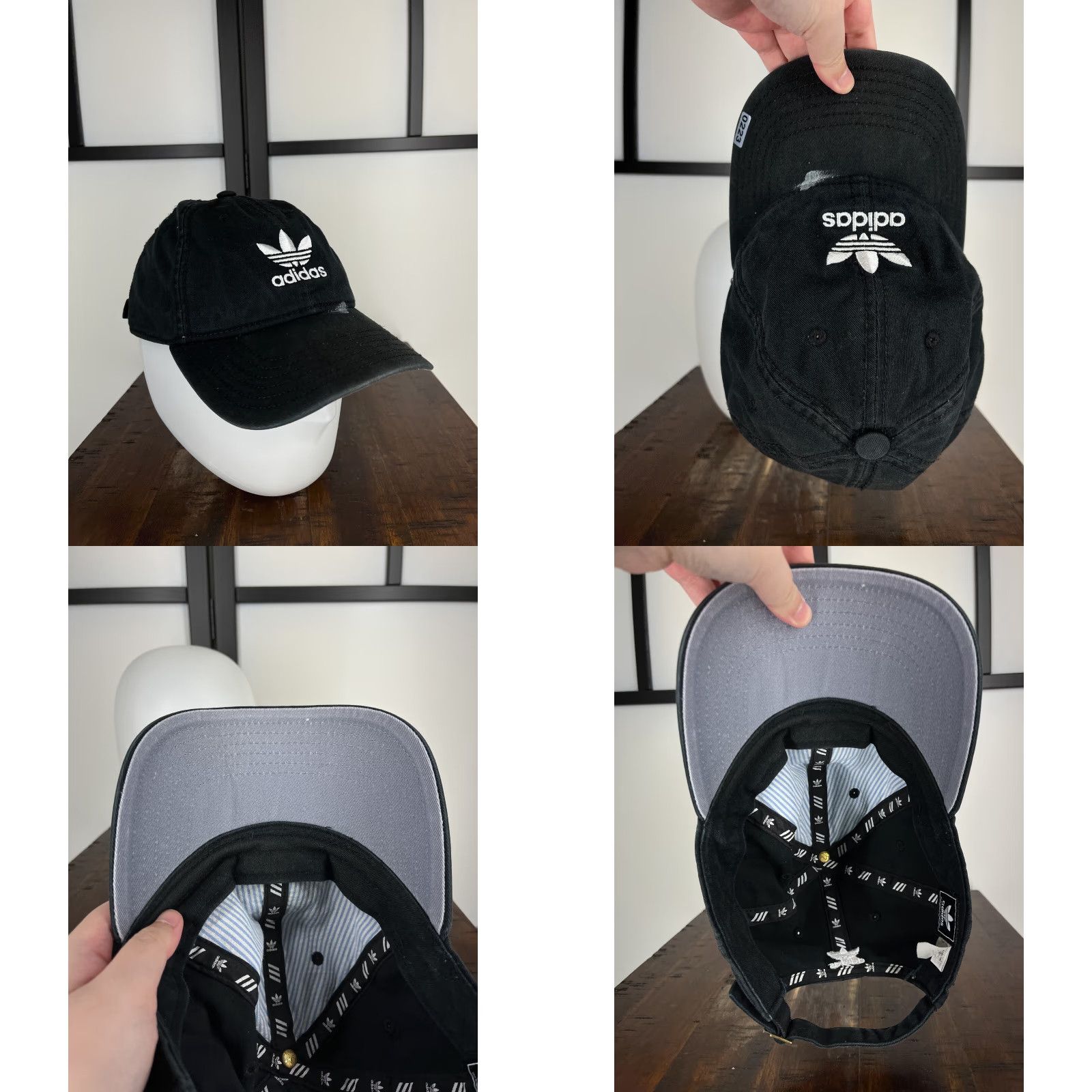 Adidas Adidas Hat Cap Strap Back Womens One Size Black Embroidered 3 Stripes Cotton Size ONE SIZE - 8 Thumbnail