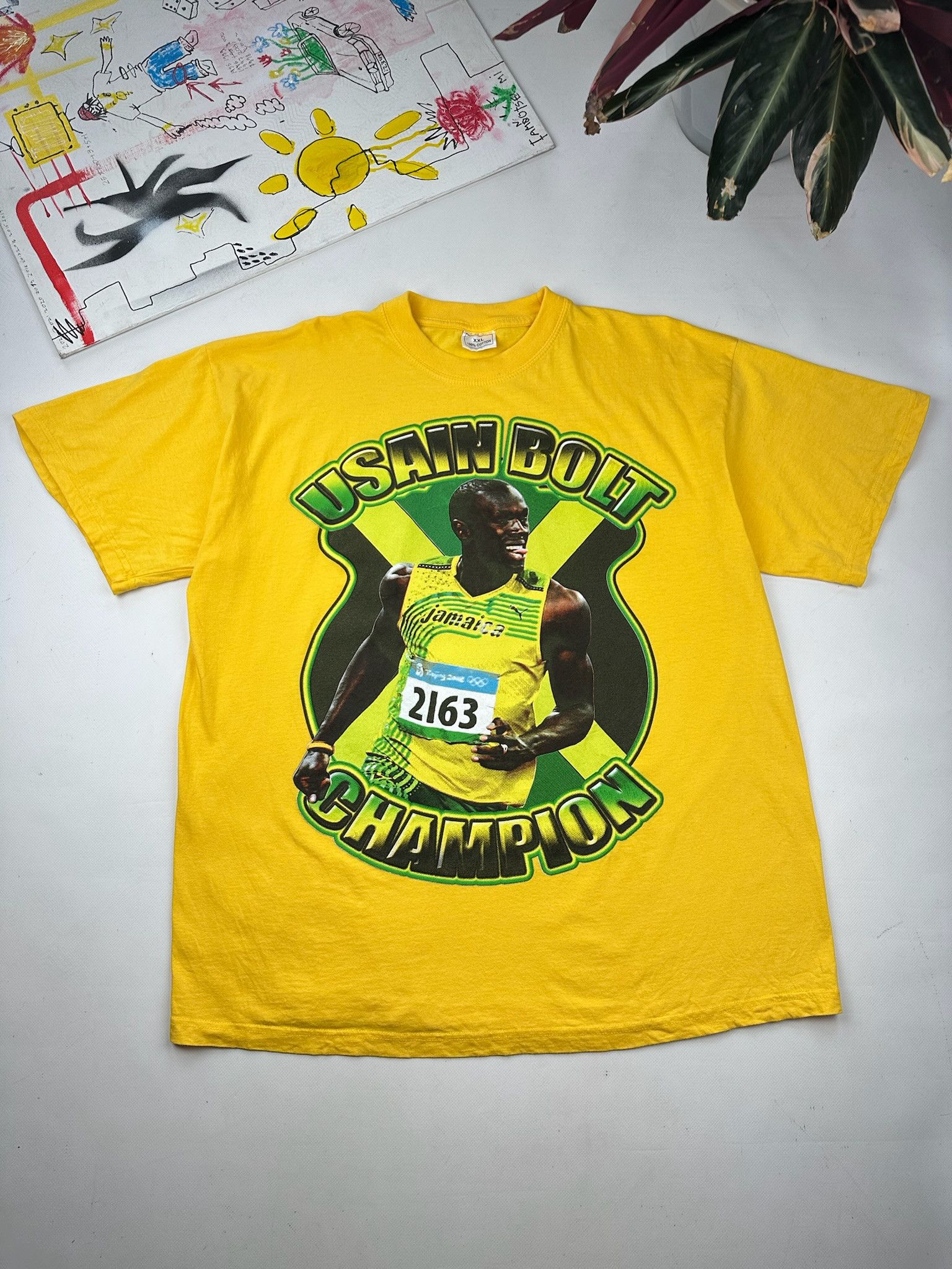 Vintage 00s Vintage Usain Bolt runner tee Size US XXL / EU 58 / 5 - 1 Thumbnail