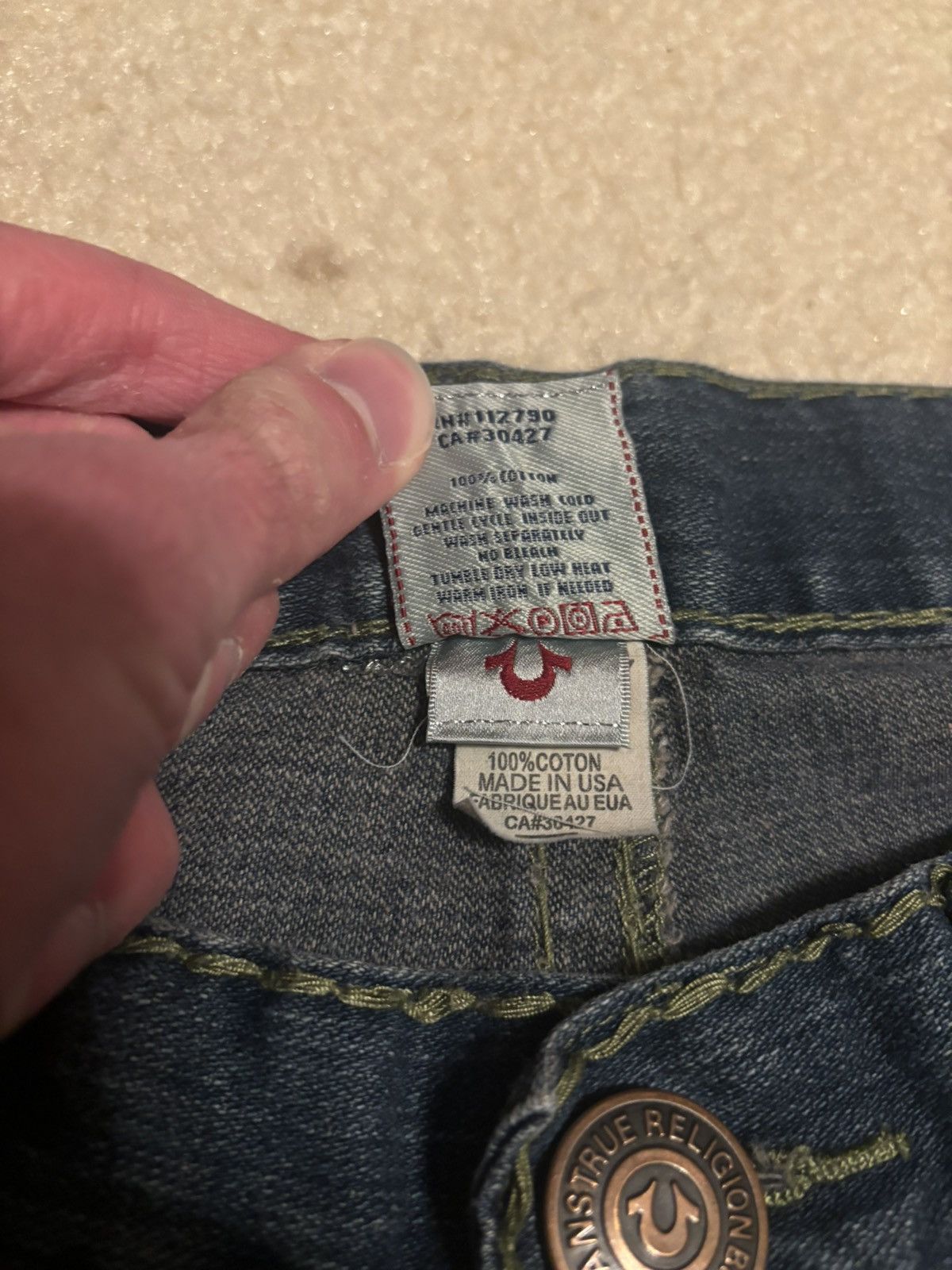 True Religion True Religion Joey Green Horseshoe Stitch Jeans Size US 36 / EU 52 - 8 Thumbnail