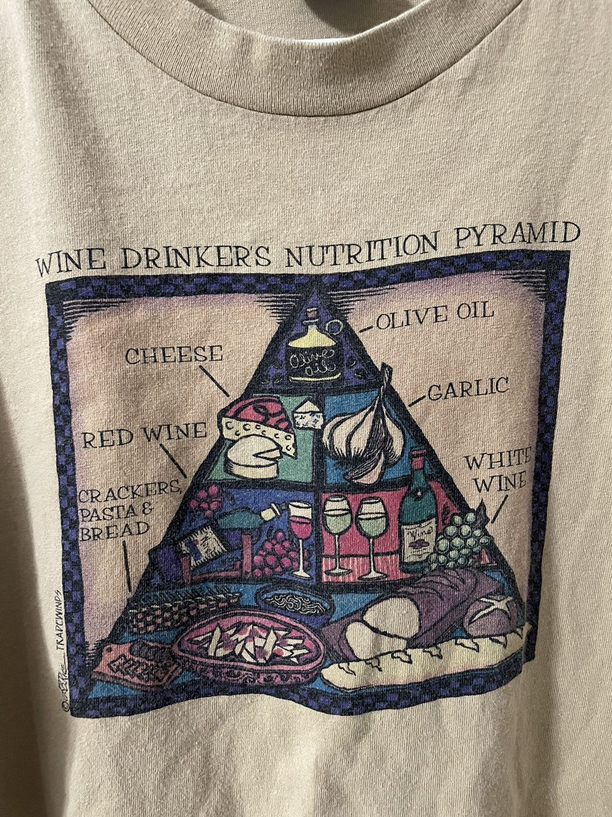 Other × Vintage Vintage “Wine Drinkers Nutrition Pyramid” Camel Tee Size US L / EU 52-54 / 3 - 2 Thumbnail