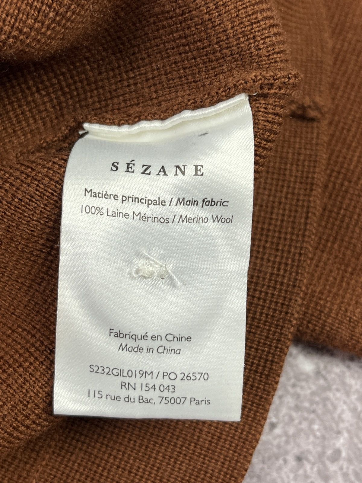 Sezane Brown Merino Wool Cropped Knit Cardigan Utility Jacket SizeS Size S / US 4 / IT 40 - 6 Thumbnail
