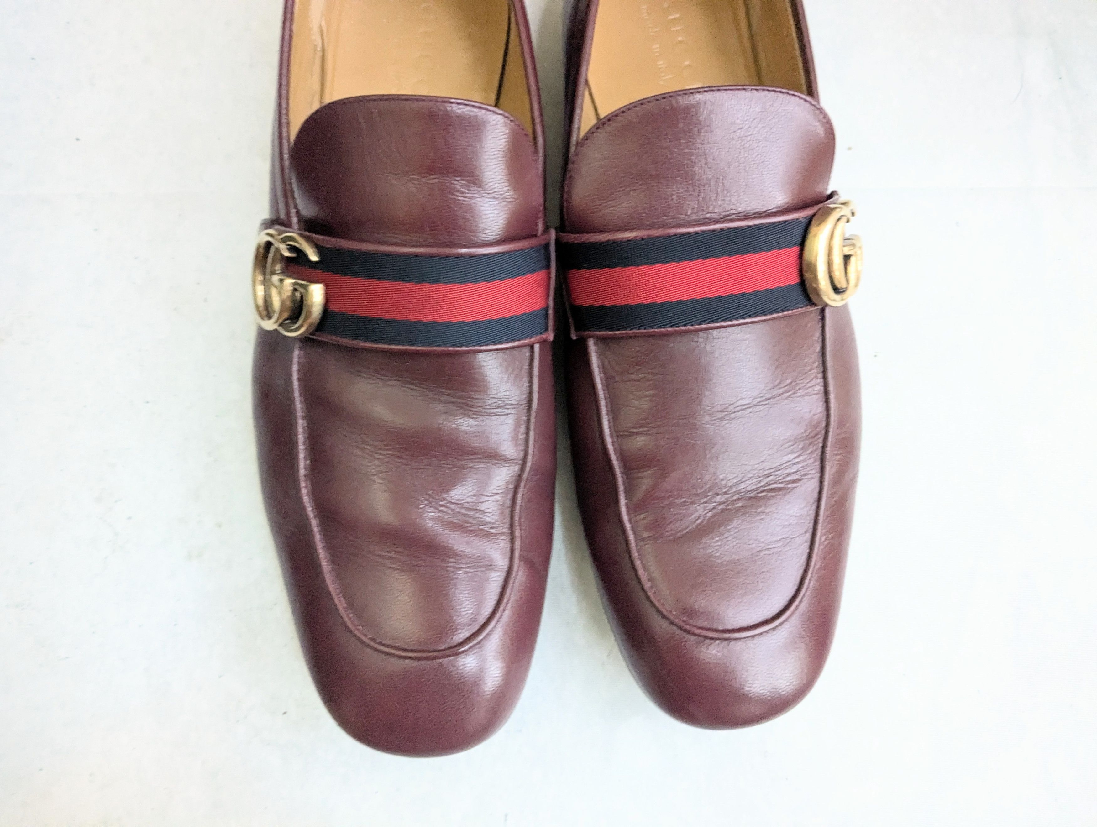 Gucci Gucci Loafers Burgundy 10 Leather Web GG Size US 10 / EU 43 - 3 Thumbnail