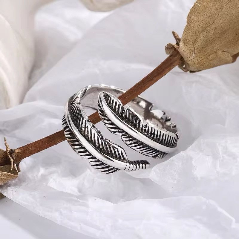 Jewelry × Sterling Silver Sterling Silver Feather Adjustable Rings Size ONE SIZE - 3 Thumbnail