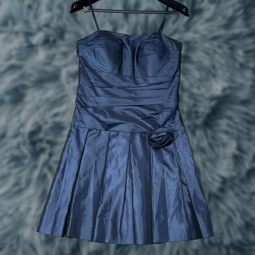 Vintage VINTAGE MaxandCleo Collection Strapless Dress Puff Skirt Satin Navy Blue Size 10 Short Formal Nightwear Womens Size 32" / US 10 / IT 46 - 1 Thumbnail