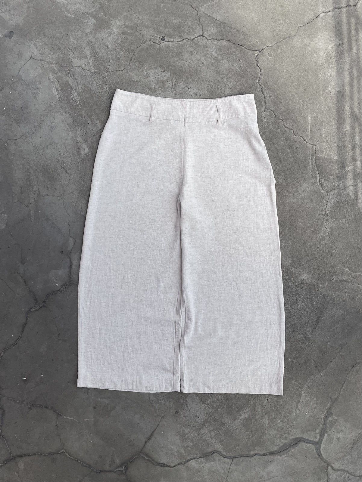 Vintage Wide Linen Ivory Kulot Shorts Vintage Size US 33 - 1 Thumbnail