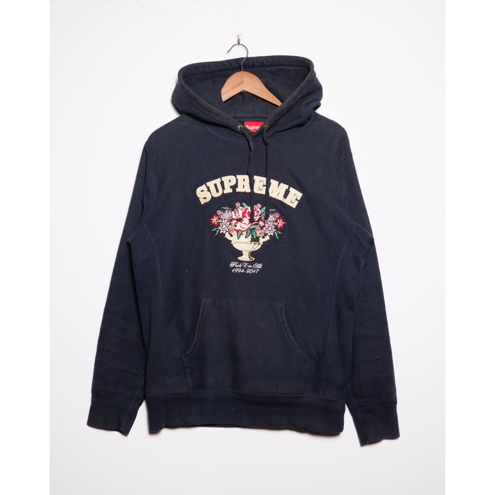 Supreme Supreme Navy Arch Logo Spell Out Thermal Zip Hoodie M