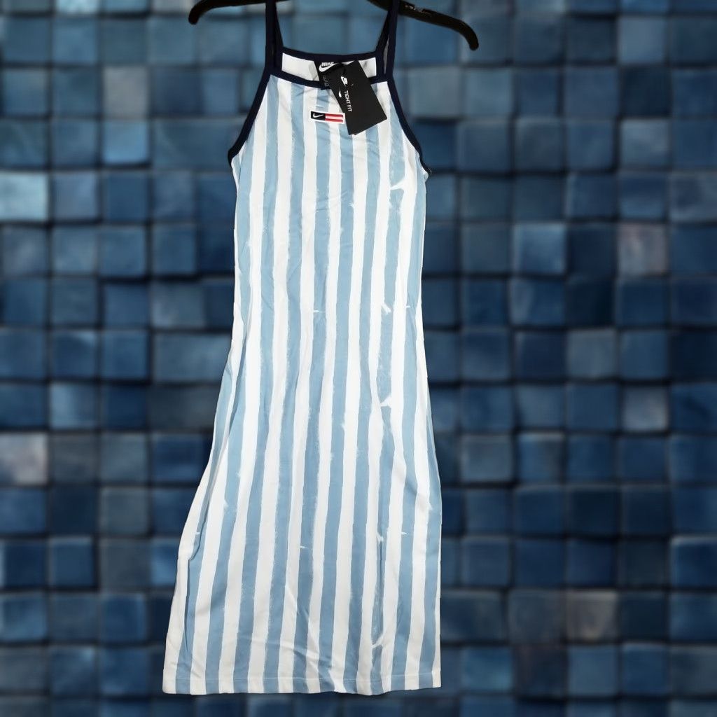 Nike Nike Dress Womens XS Blue White Striped Tank Bodycon Midi DM7995-436 Size XS / US 0-2 / IT 36-38 - 1 Thumbnail
