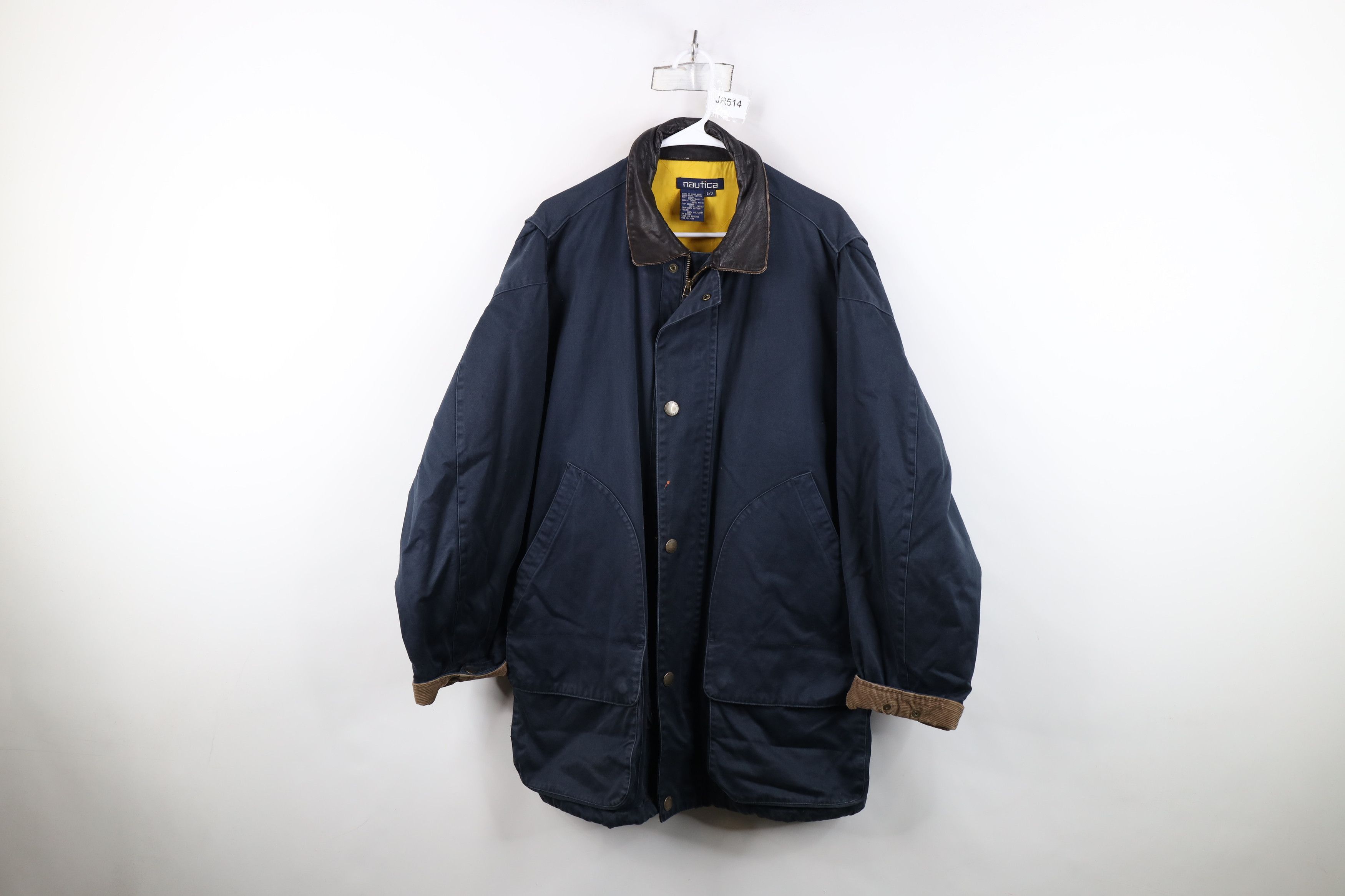 Nautica Vintage 90s Nautica Quilted Leather Collar Chore Barn Jacket Size US L / EU 52-54 / 3 - 1 Thumbnail