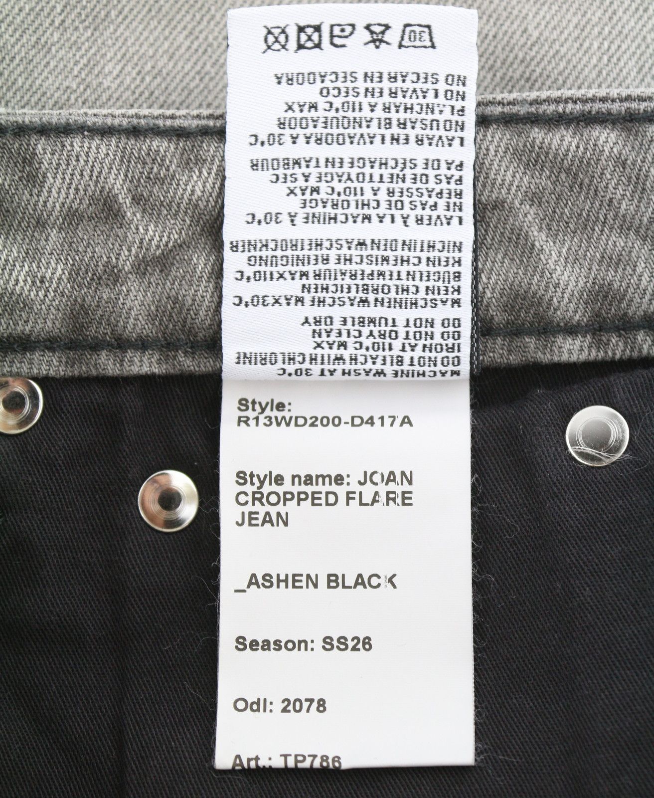 R13 JOAN CROPPED FLARE 25 Ashen Black Jeans 90042 Size 25" / US 0 / IT 36 - 9 Thumbnail