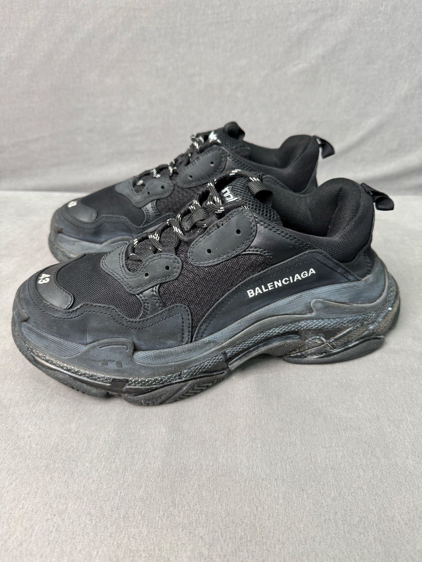 Balenciaga balenciaga triple s distressed black sneakers Size US 10 / EU 43 - 1 Thumbnail