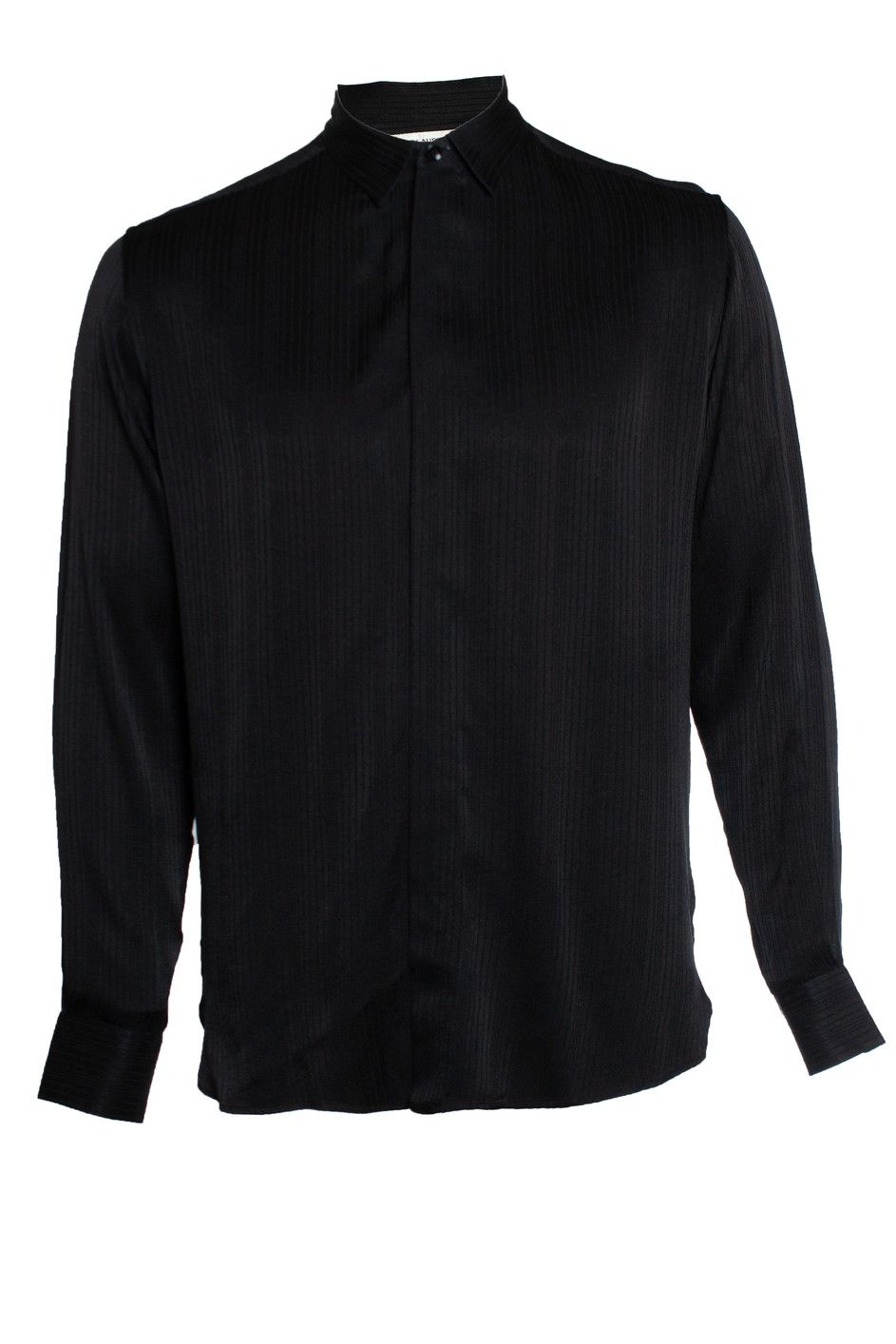 Saint Laurent Paris Saint Laurent, Black striped silk shirt Size US S / EU 44-46 / 1 - 1 Thumbnail